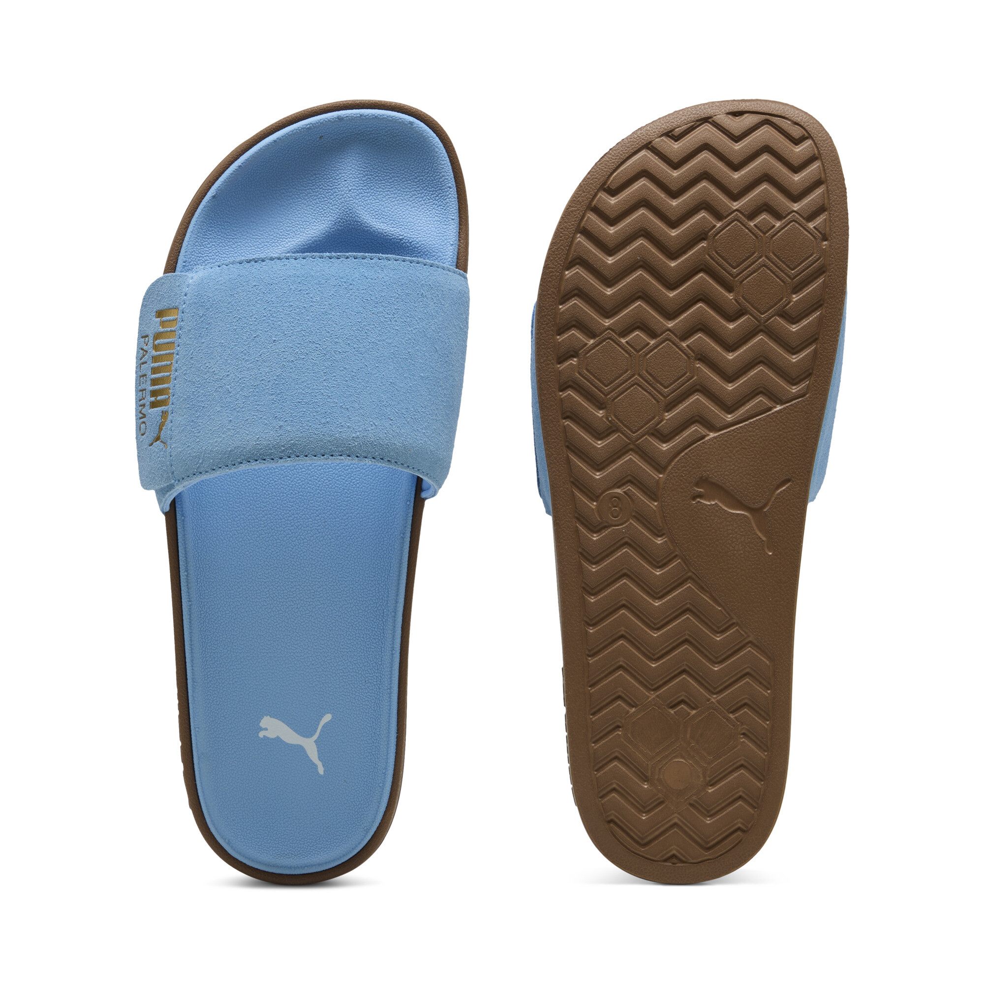 Puma Leadcat 2.0 Palermo Foil Slides Unisex | Light Blue/Gold/Gum | Größe: 39