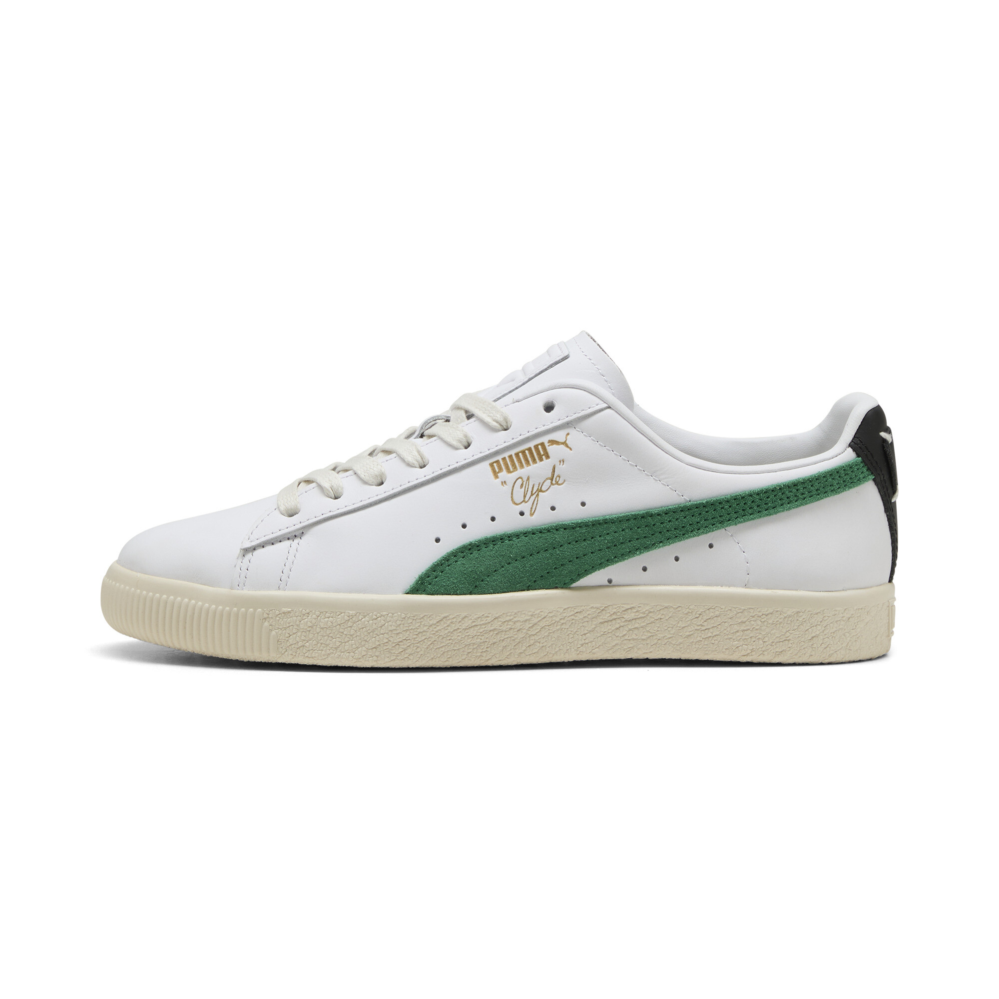 Puma Clyde Base Leather Sneakers Unisex Schuhe | Mit Colorful | White/Archive Green/Black | Größe: 42