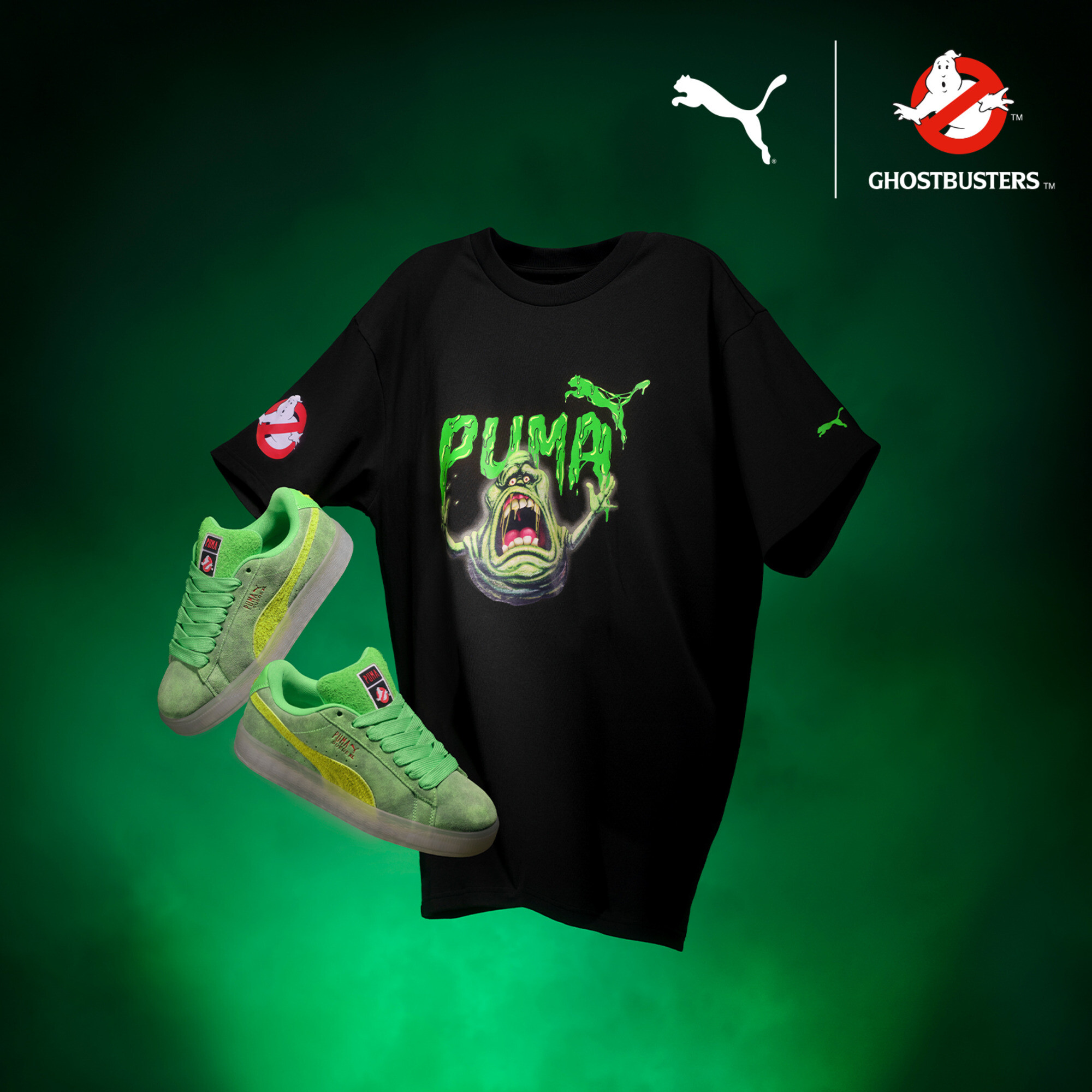 Suede XL Ghostbusters Slimer uniseks sneakers, Groen/Grijs/Wit, Maat 46 | PUMA