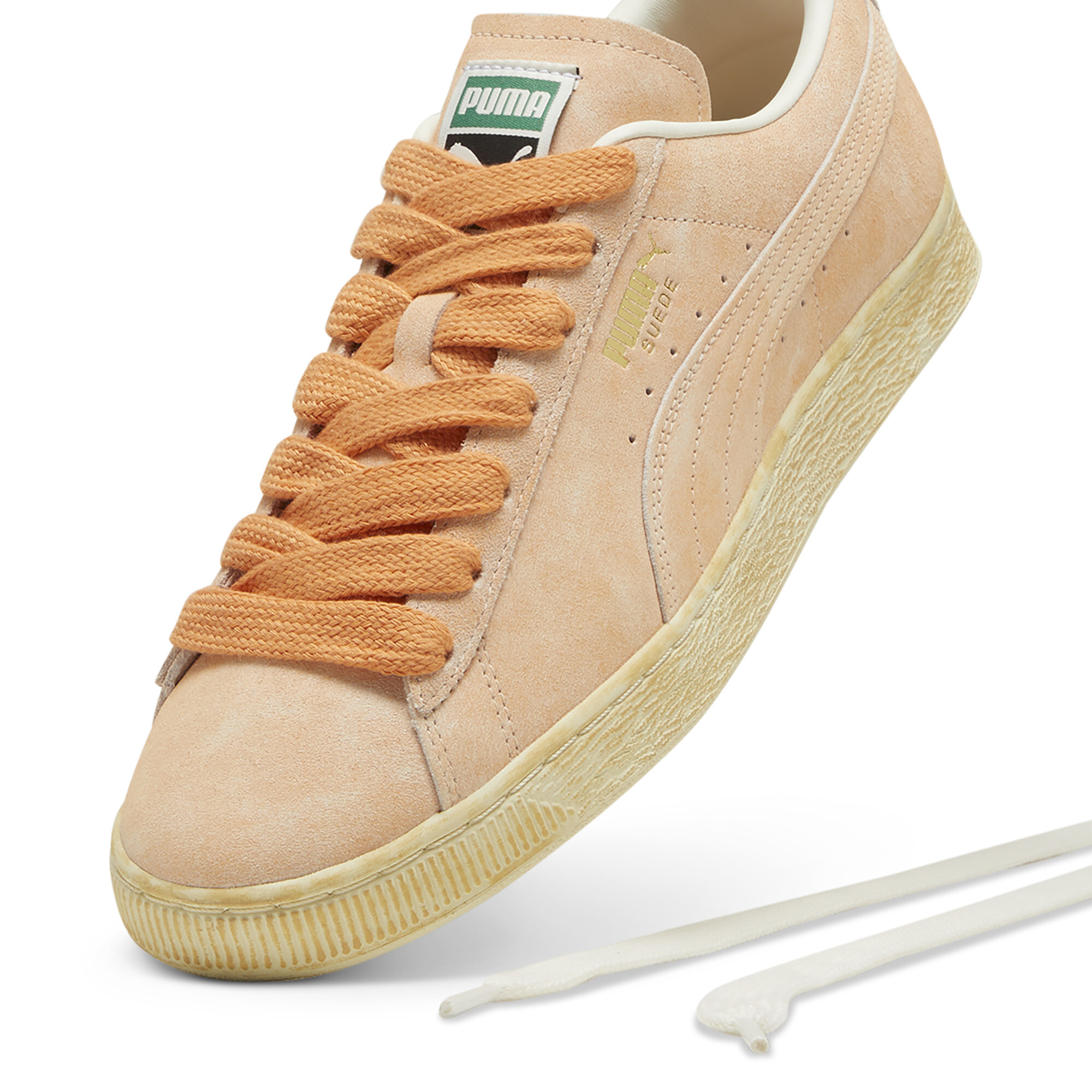 Puma Suede Faded Sneakers Unisex, Orange, Size 45, Shoes