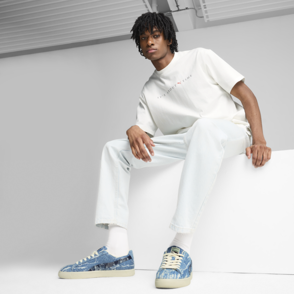Clyde Denim Sneakers Unisex, Frosted Ivory-Faded Denim, large-ZAF