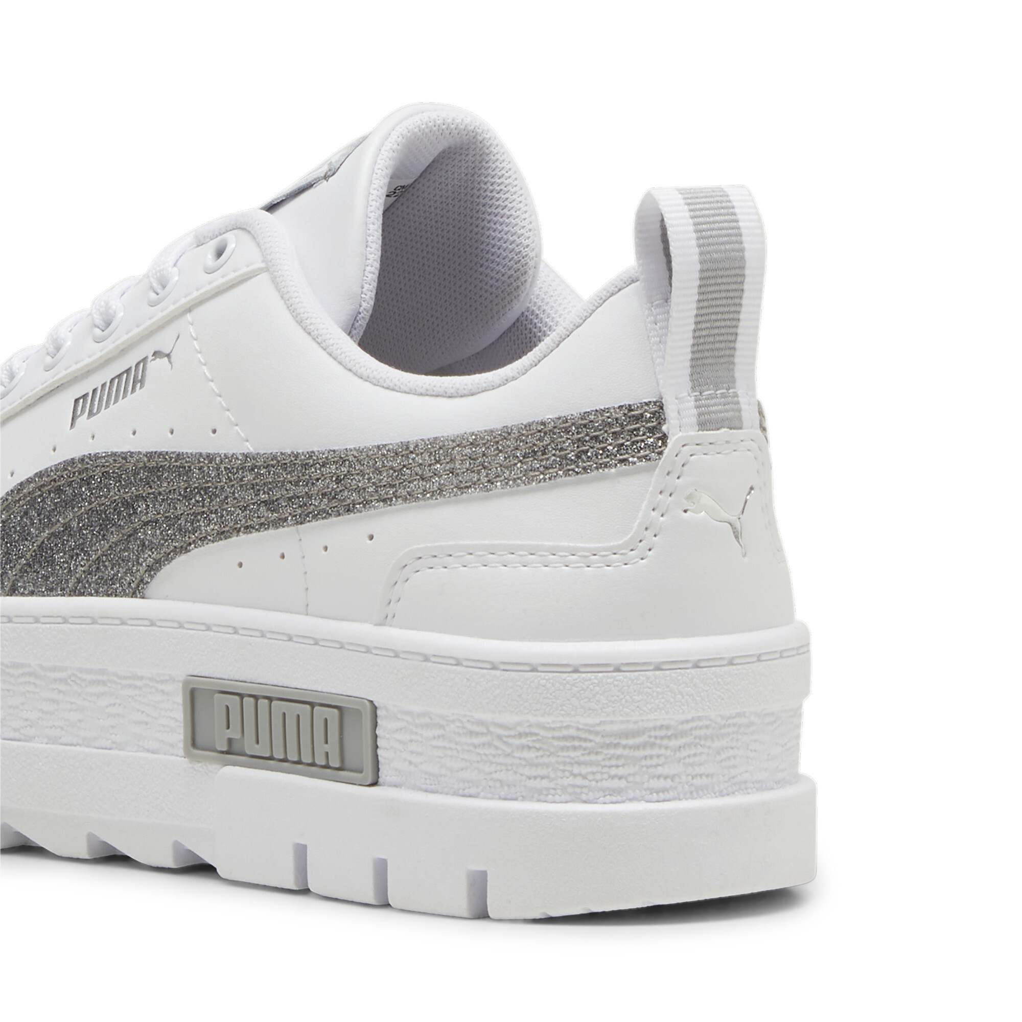 PUMA Mayze Glitter sneakers voor Dames, Wit/Zilver, Maat 36 thumbnail 5