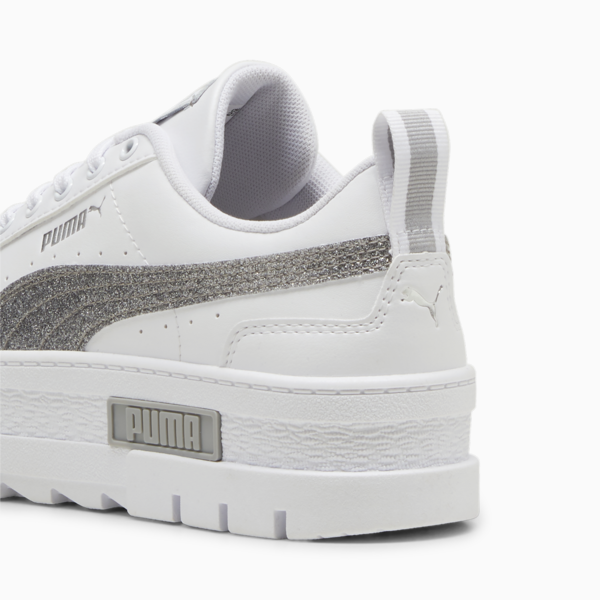 Mayze Glitter Sneakers Youth, PUMA White-PUMA Silver, large-MEX