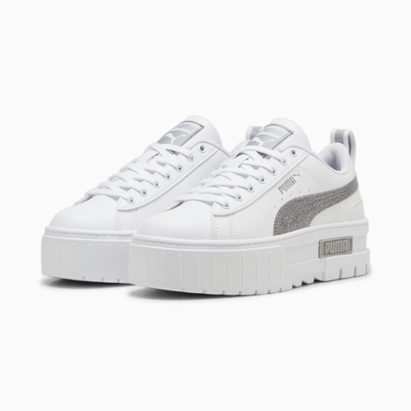 Mayze Glitter Sneakers Youth, PUMA White-PUMA Silver, large-MEX
