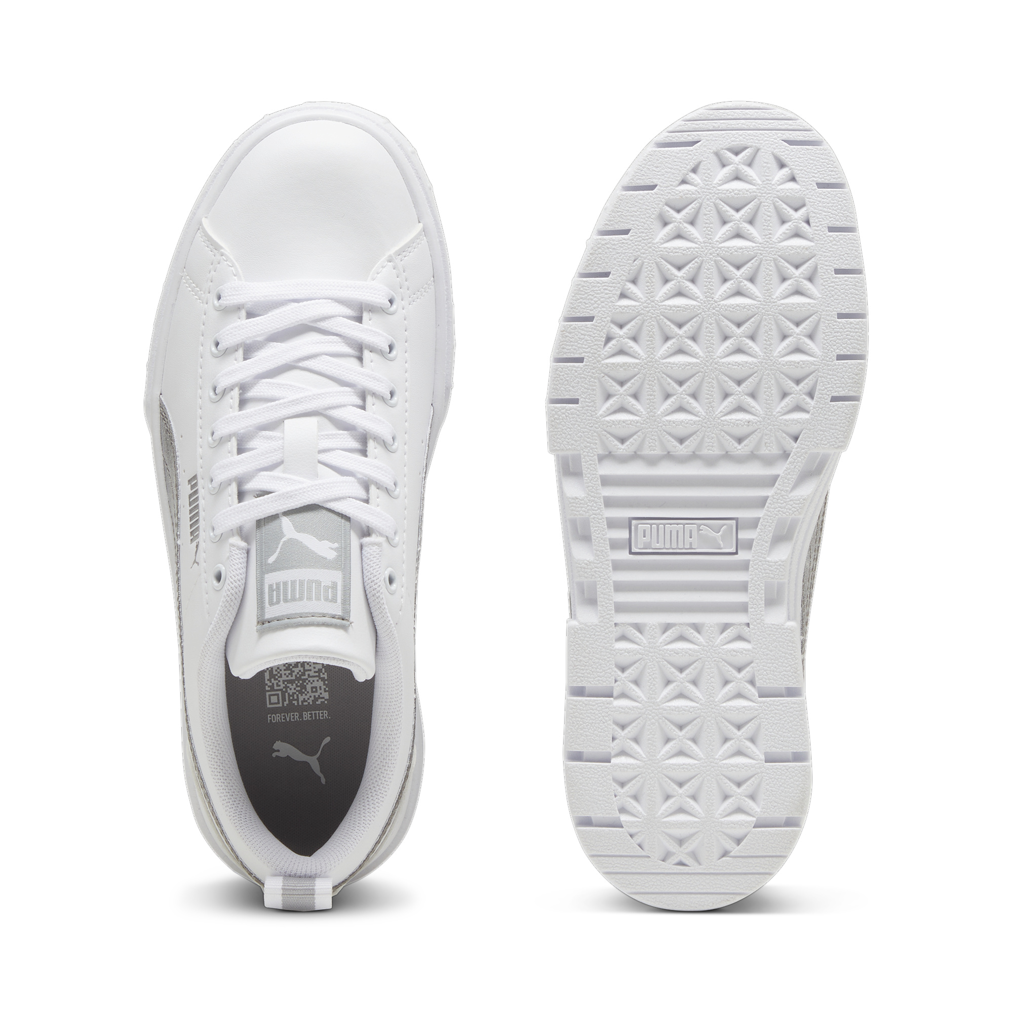 【極美品】NEWPEACE ホワイト PUMA PULSAR WEDGE WNS SEQUIN WARM WHITE-GLACIAL GRAY-PUMA