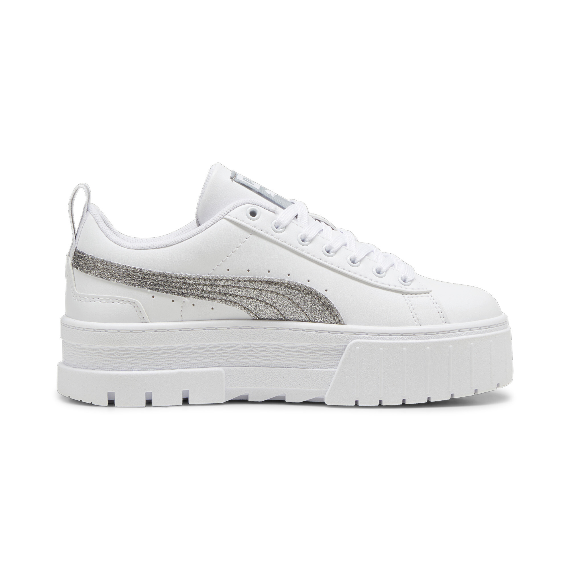 PUMA Mayze Glitter sneakers voor Dames, Wit/Zilver, Maat 36 thumbnail 3