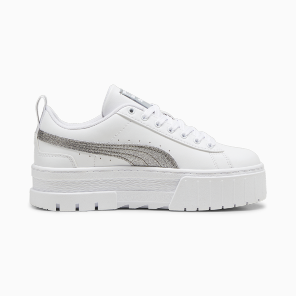 Mayze Glitter Sneakers Youth, PUMA White-PUMA Silver, large-MEX