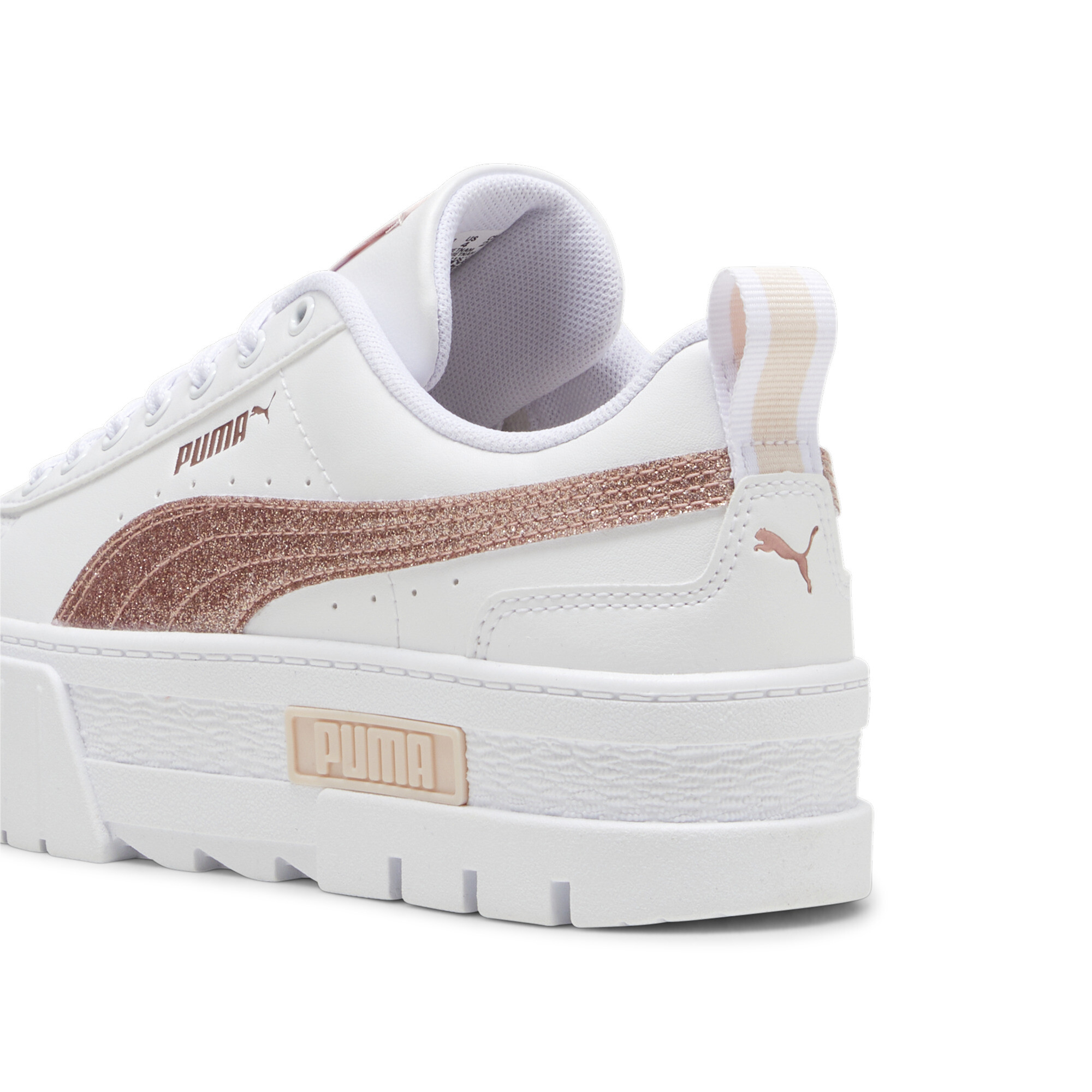 PUMA Mayze Glitter sneakers voor Dames, Roze/Wit/Goud, Maat 36 thumbnail 5