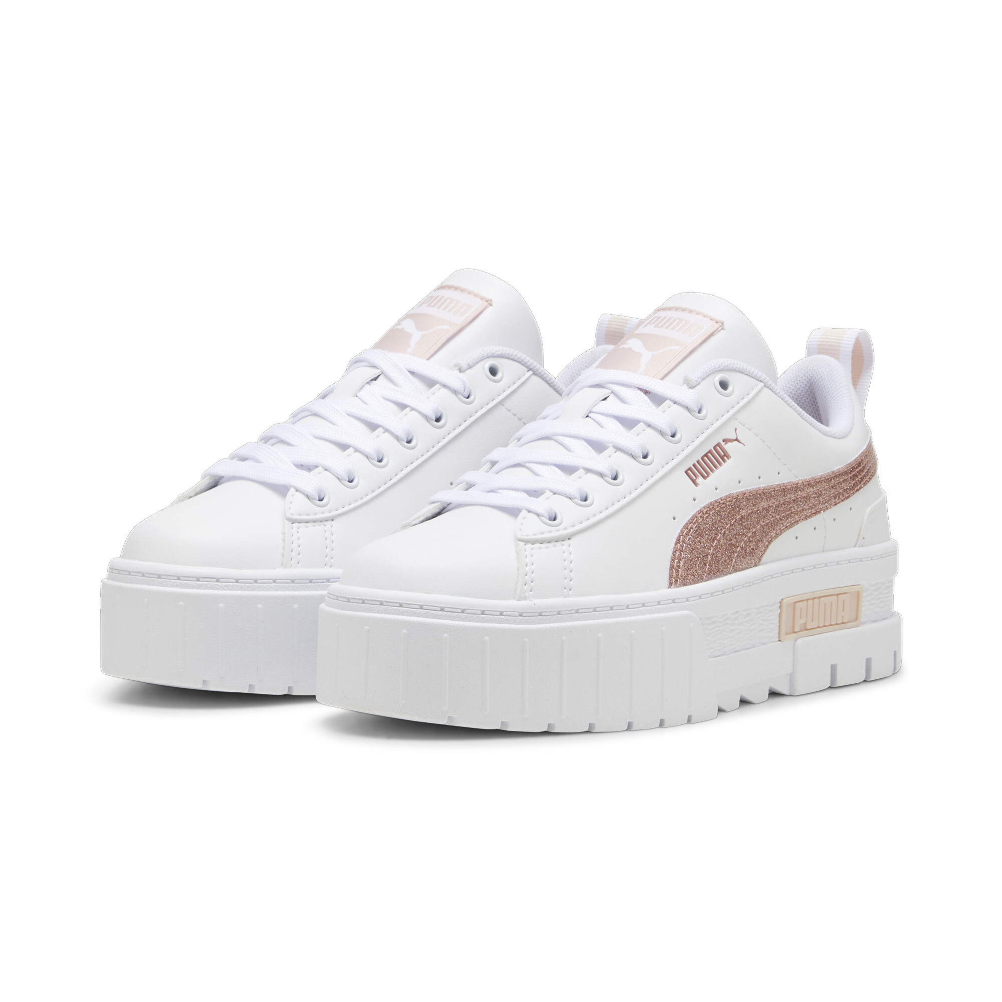 PUMA Mayze Glitter sneakers voor Dames, Roze/Wit/Goud, Maat 36 thumbnail 6