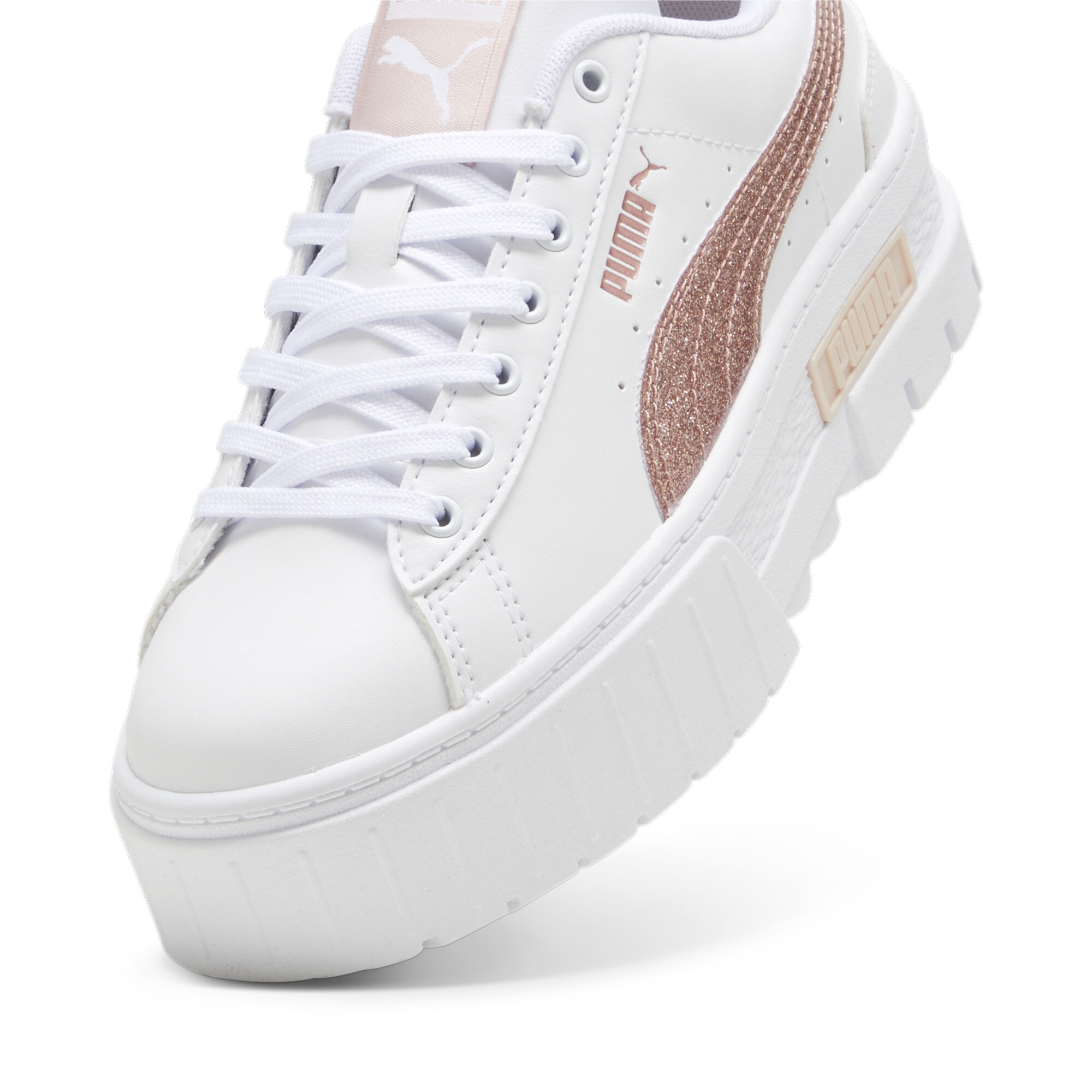 PUMA Mayze Glitter sneakers voor Dames, Roze/Wit/Goud, Maat 36 thumbnail 2