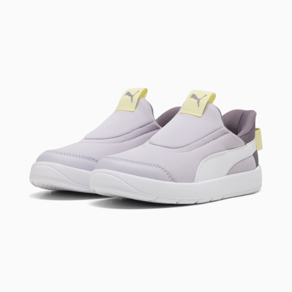 Tenis Courtflex v3 Ease In para niños, Lilac Crush-PUMA White-Gold Moon, large-MEX