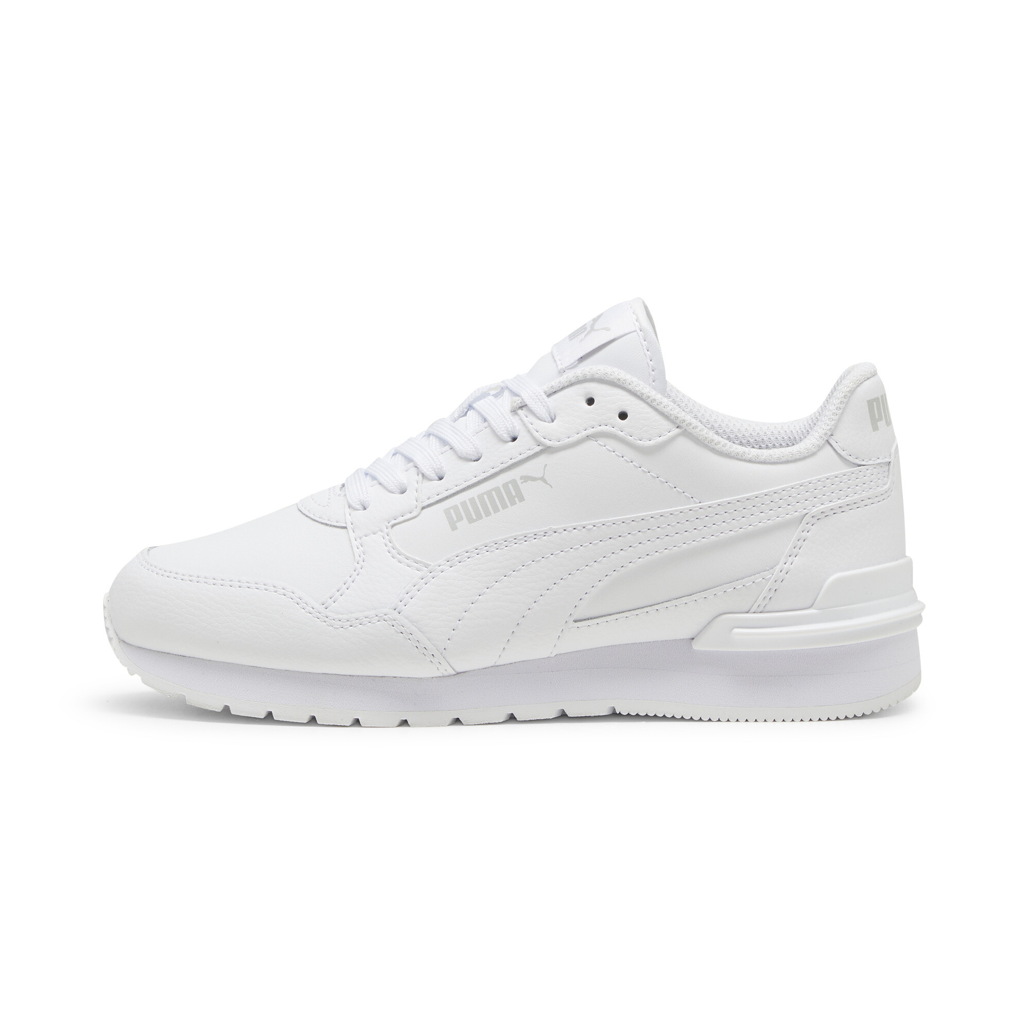 PUMA ST Runner v4 Leather Big Kids' Sneakers in White, Size 6.5