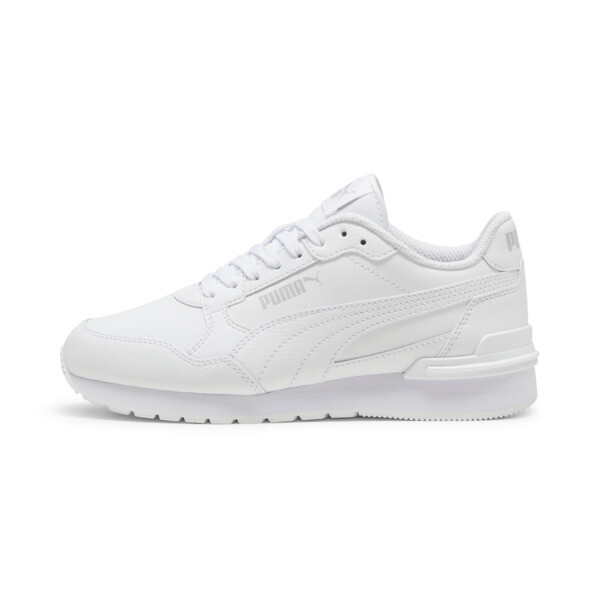 Puma St Runner V4 Leather Big Kids' Sneakers In White-cool Light Gray