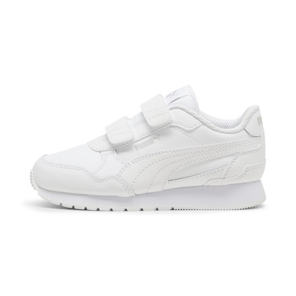 Puma St Runner V3 Leather Little Kids' Sneakers In White-cool Light Gray