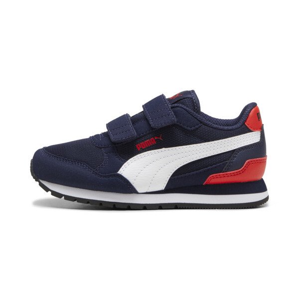 Puma St Runner V4 Mesh Little Kids' Sneakers In Navy- White- Red