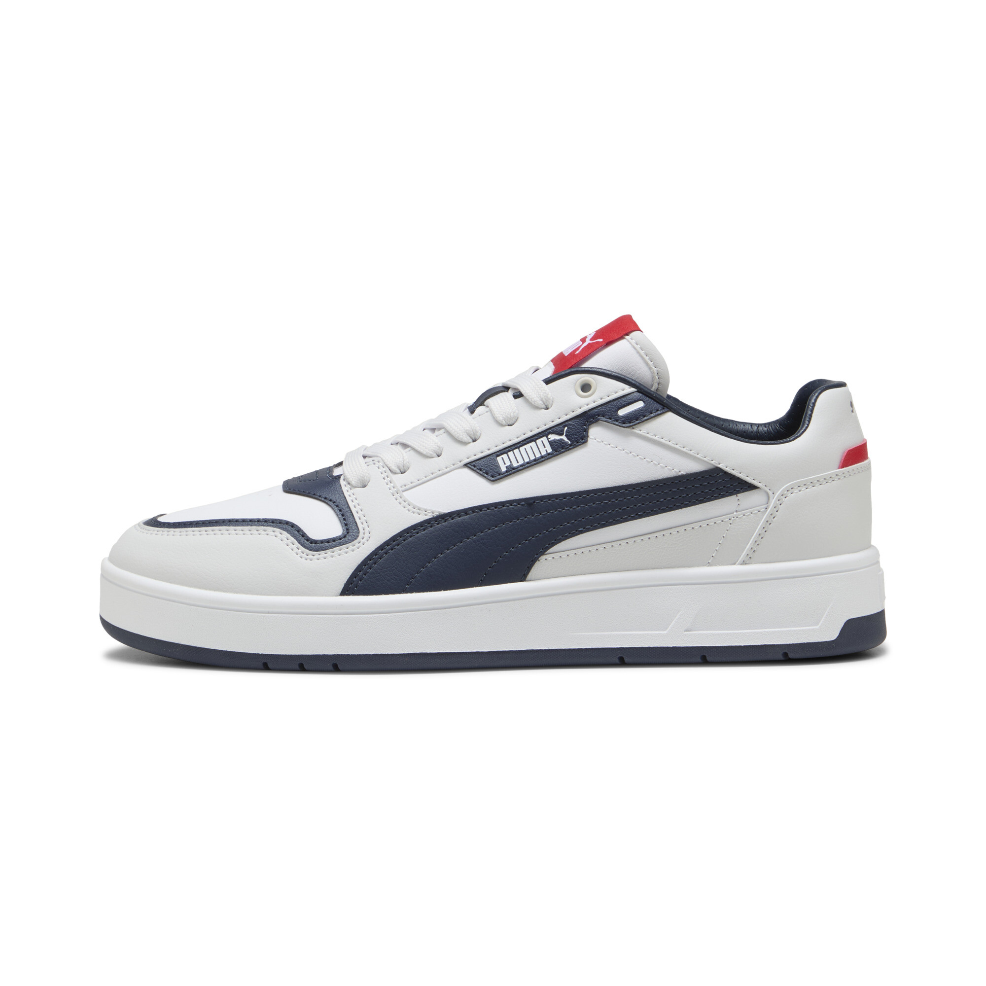 Puma Court Classic Street Sneakers Unisex Schuhe | White/Navy/Feather Gray | Größe: 41