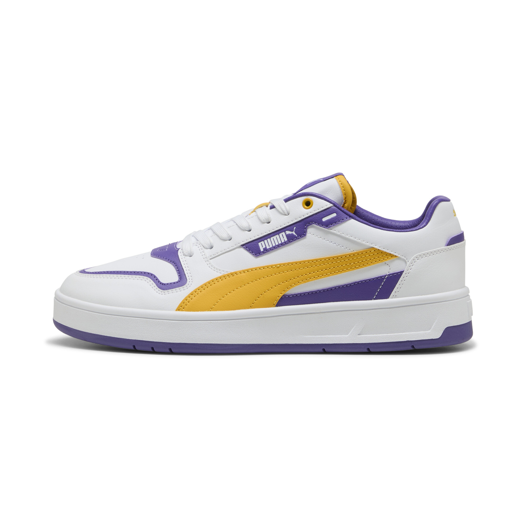 Puma Court Classic Street Sneakers Unisex Schuhe | White/Yellow Sizzle/Violet | Größe: 46