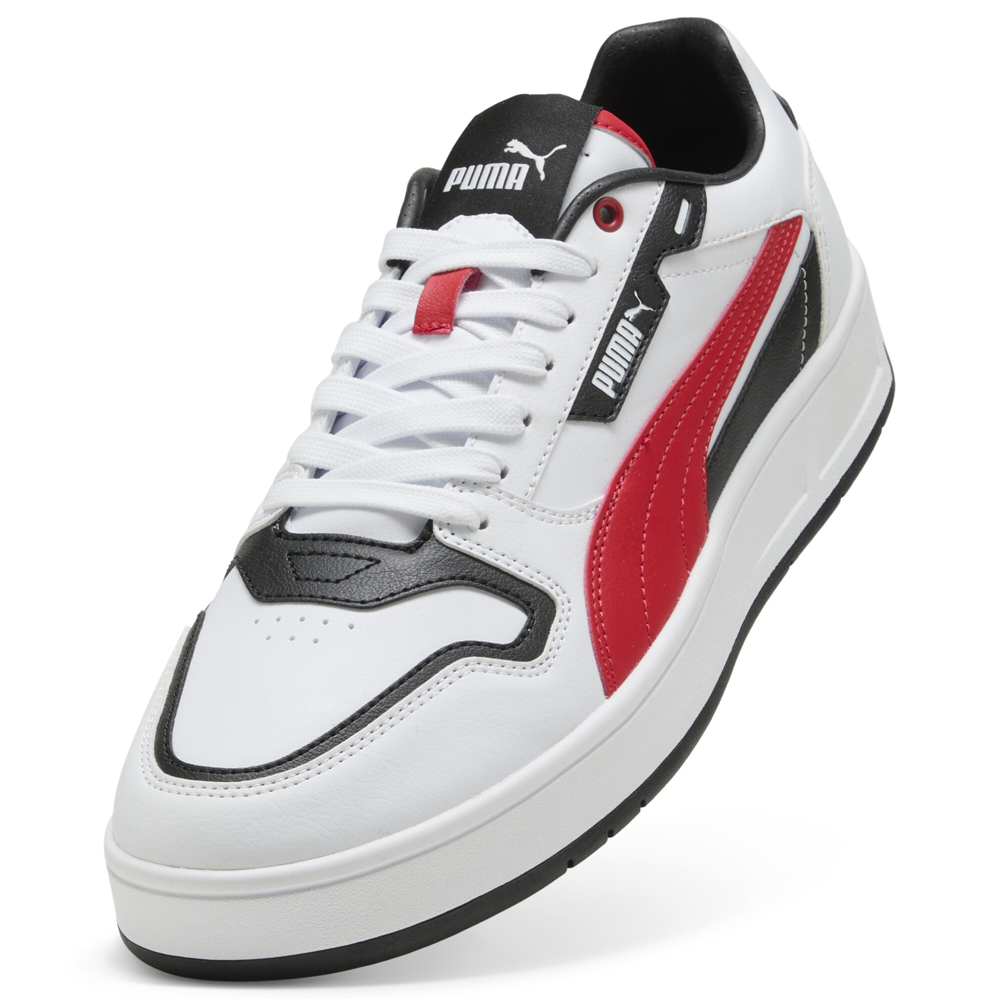 PUMA Court Classic Street sneakers unisex, Zwart/Rood/Wit, Maat 39 thumbnail 2
