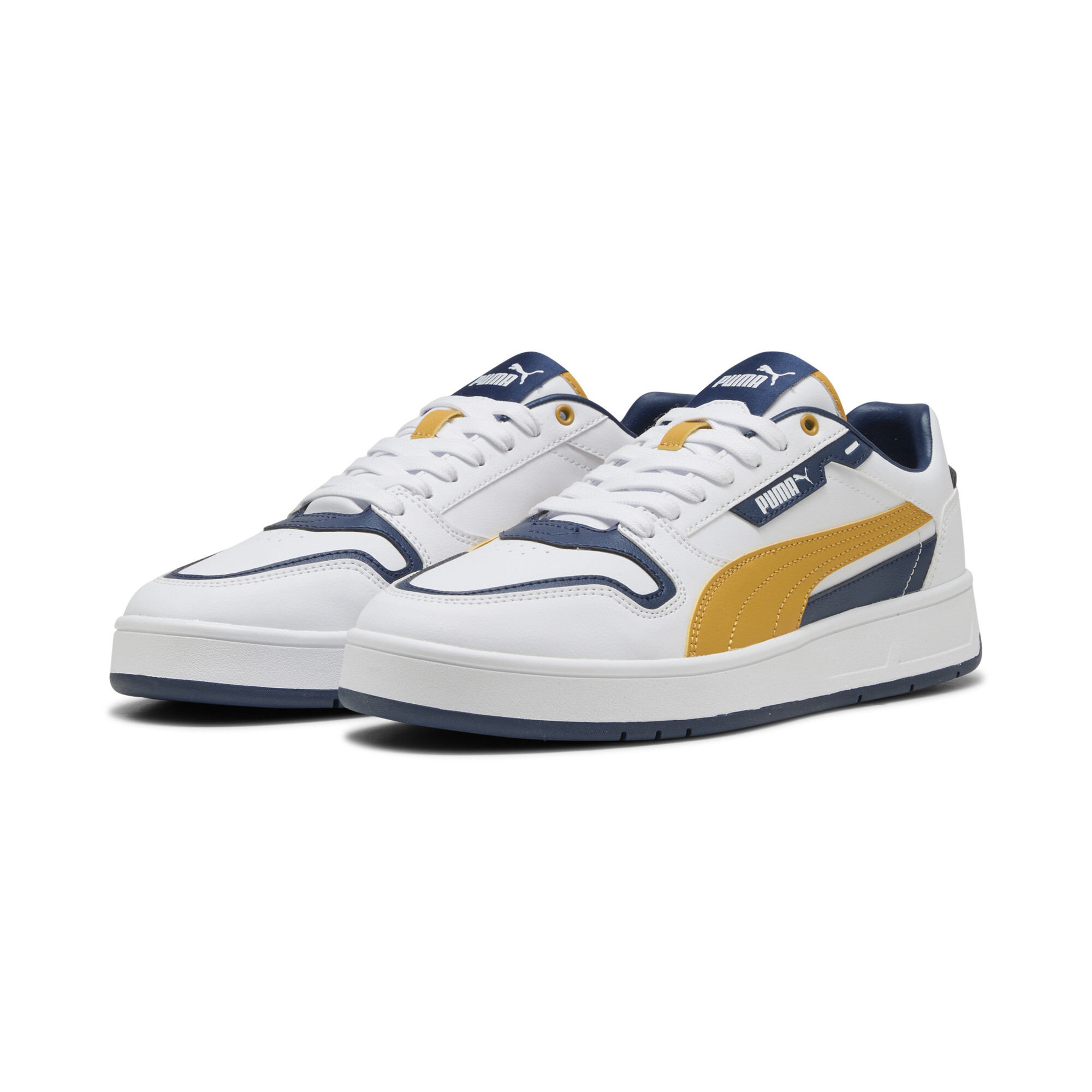 PUMA Court Classic Street sneakers unisex, Blauw/Wit/Goud, Maat 42 thumbnail 6