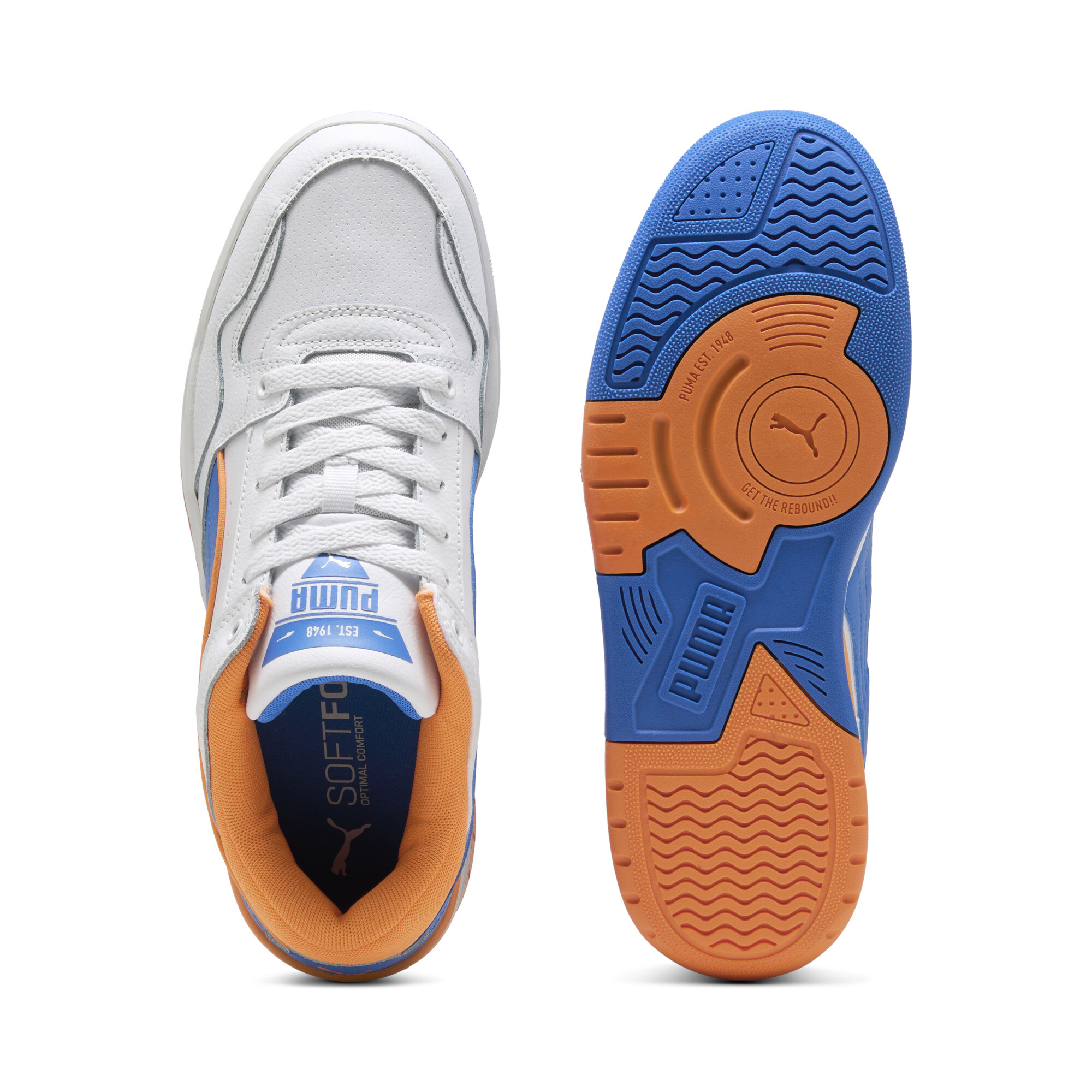 PUMA Rebound Retro sneakers unisex, Blauw/Wit/Oranje, Maat 45 thumbnail 4