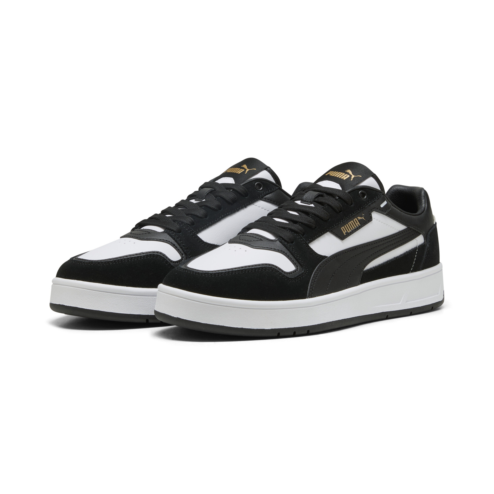 PUMA Court Classic Suede sneakers uniseks, Zwart/Wit/Goud, Maat 37 thumbnail 6