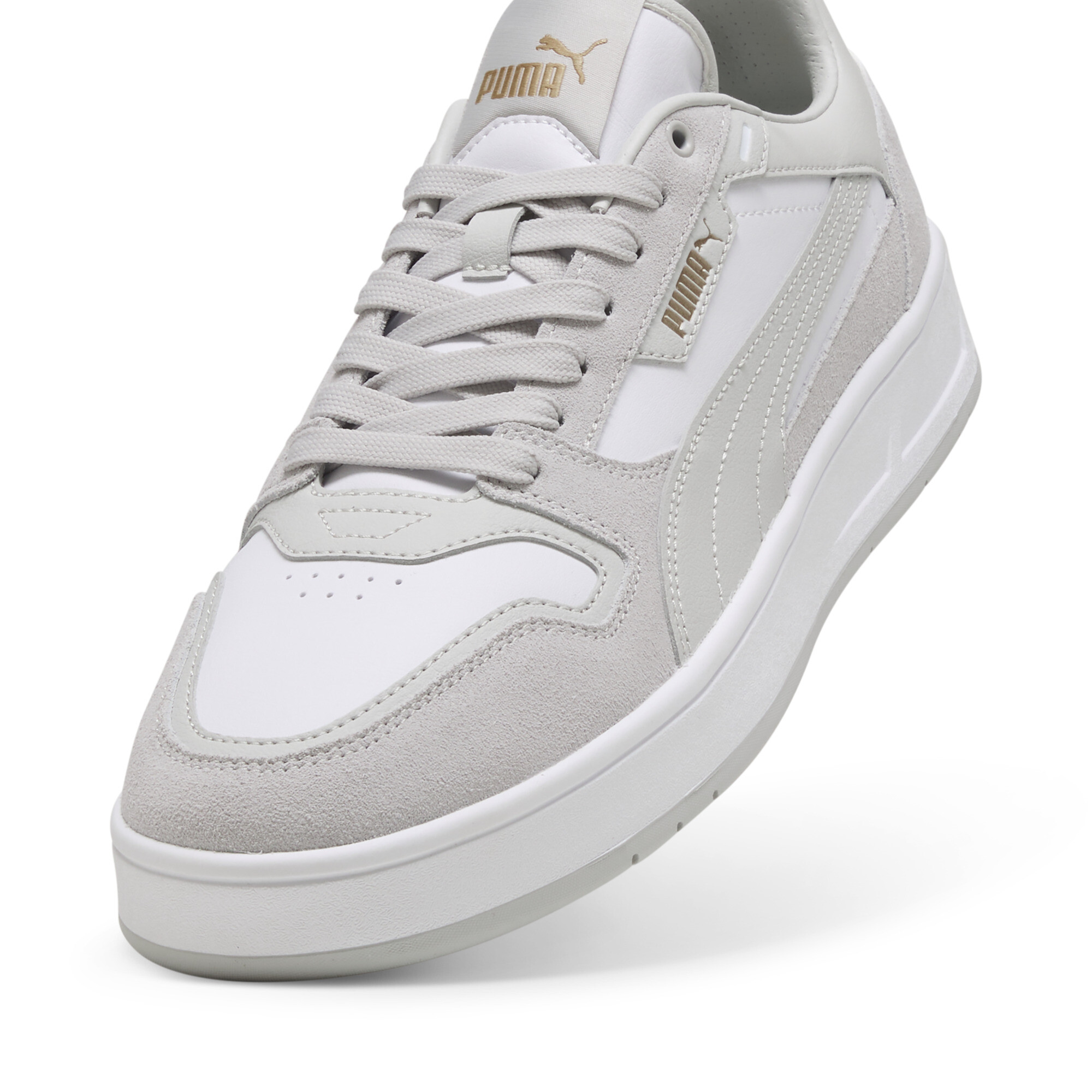 Court Classic Suede sneakers uniseks, Grijs/Wit/Goud, Maat 38,5 | PUMA