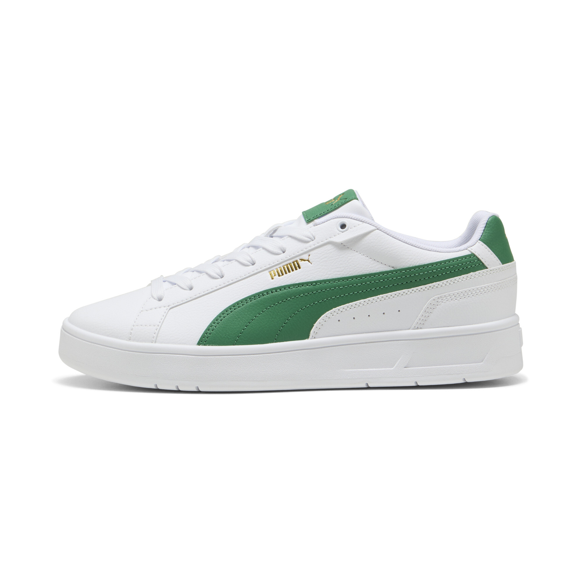 Puma Court Classico Sneakers Unisex Schuhe | White/Archive Green/Gold | Größe: 37.5