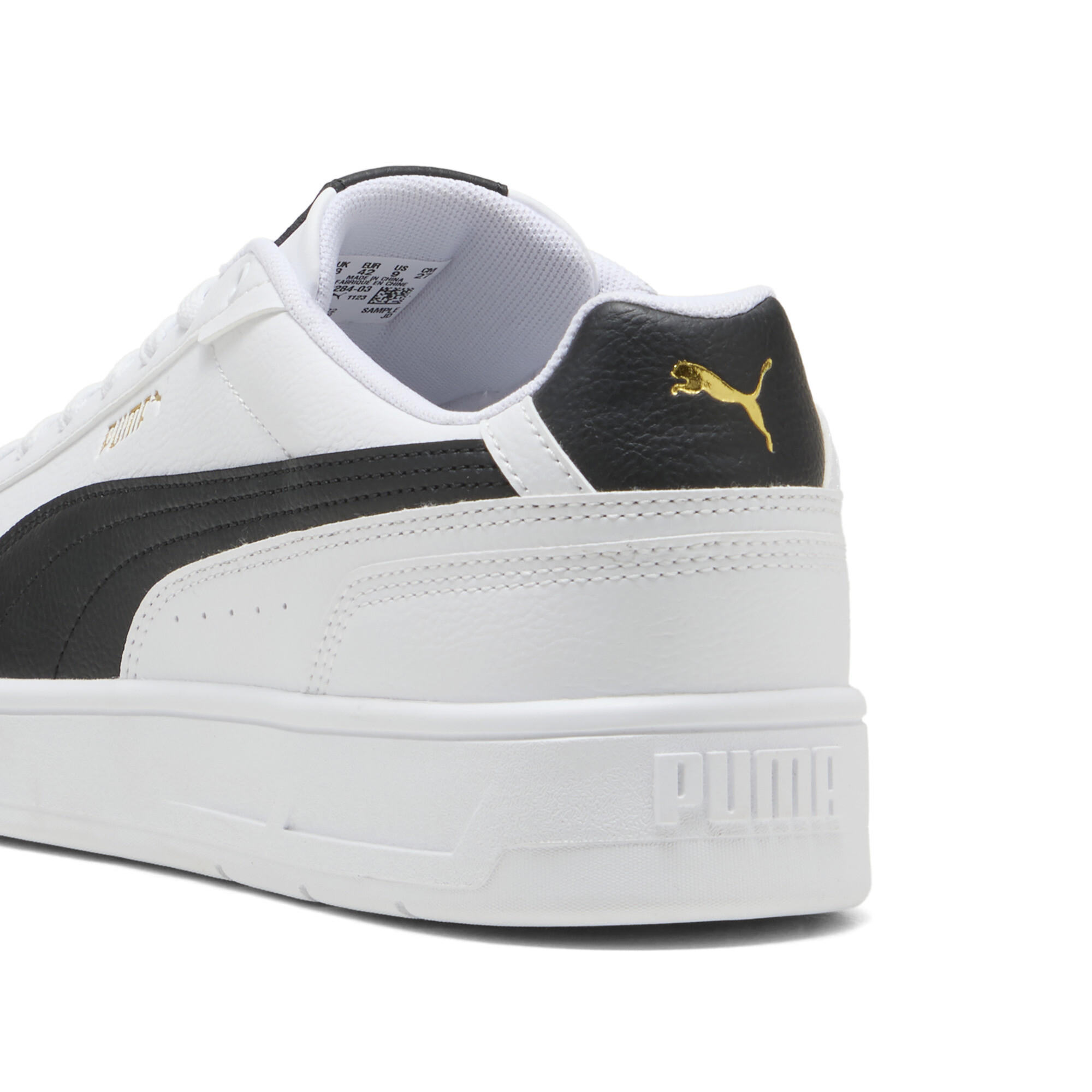 PUMA Court Classico sneakers unisex, Zwart/Wit/Goud, Maat 43 thumbnail 5