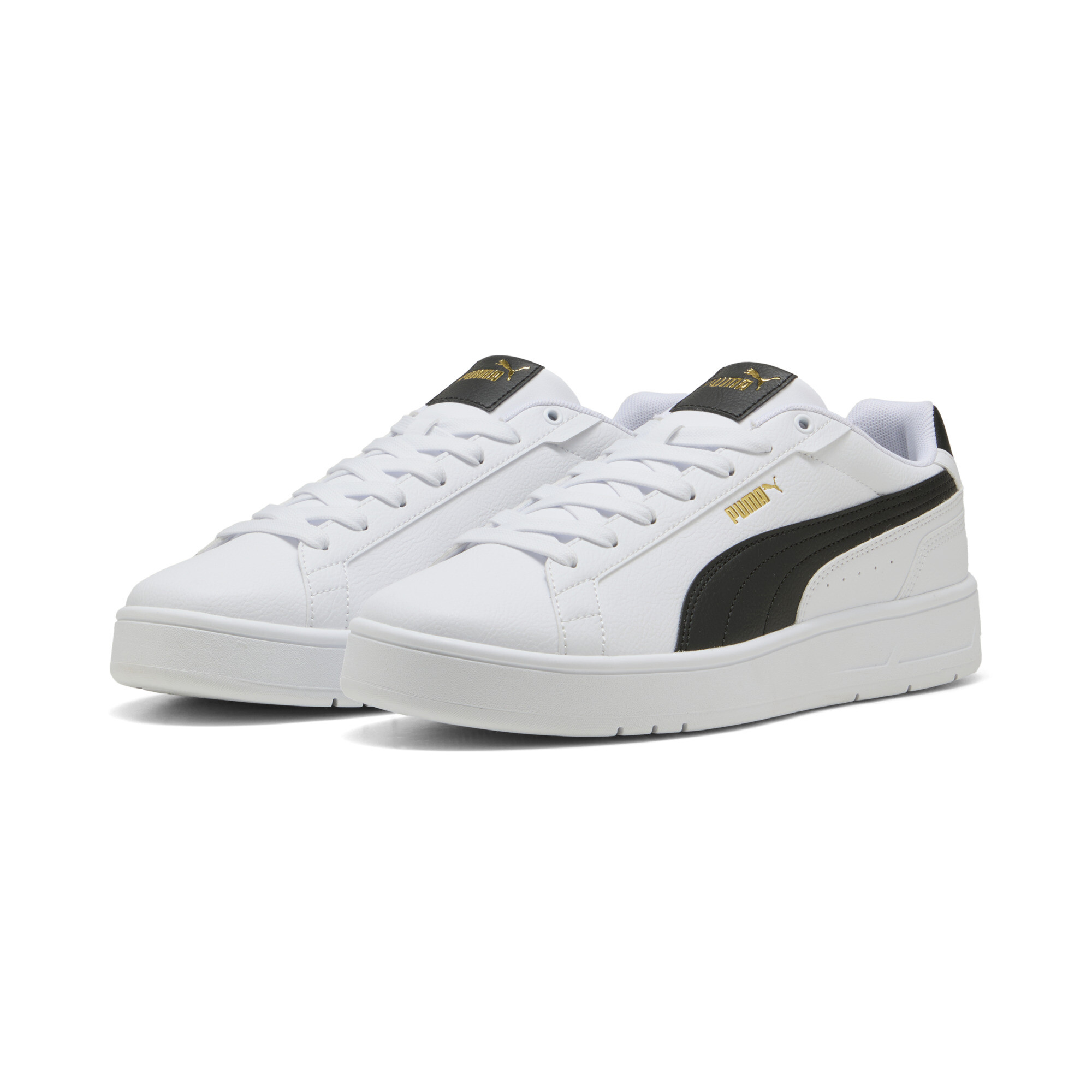 PUMA Court Classico sneakers unisex, Zwart/Wit/Goud, Maat 43 thumbnail 6