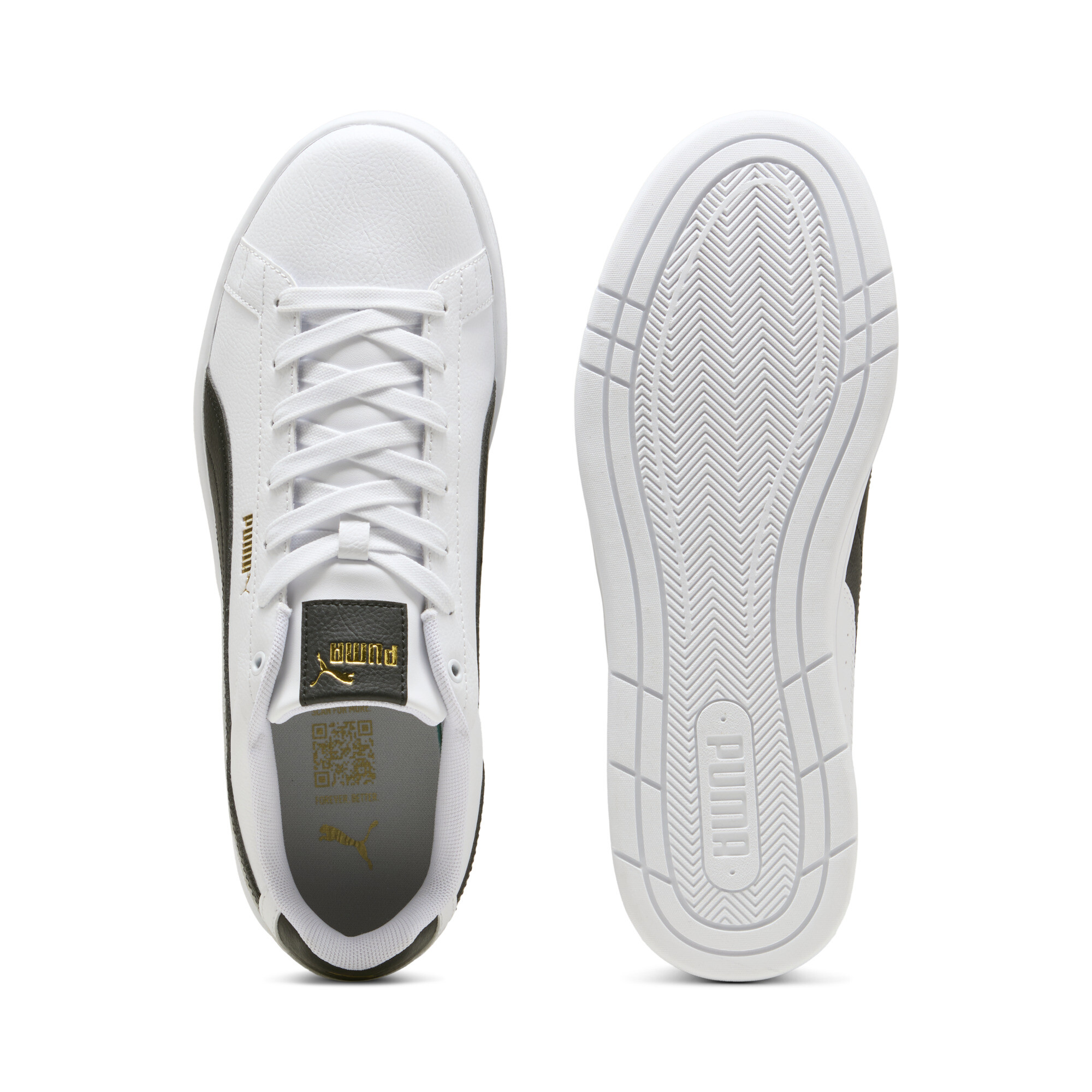 PUMA Court Classico sneakers unisex, Zwart/Wit/Goud, Maat 43 thumbnail 4