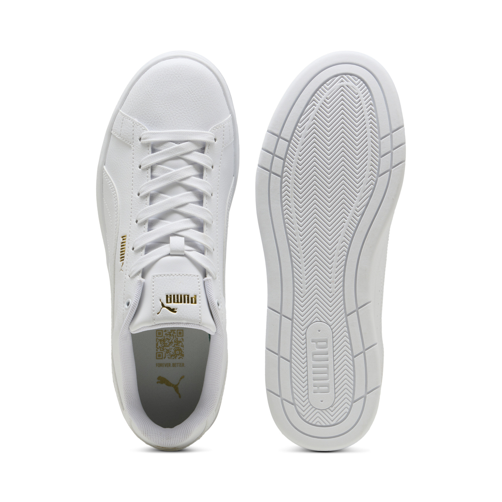 PUMA Court Classico sneakers unisex, Wit/Goud, Maat 42,5 thumbnail 4
