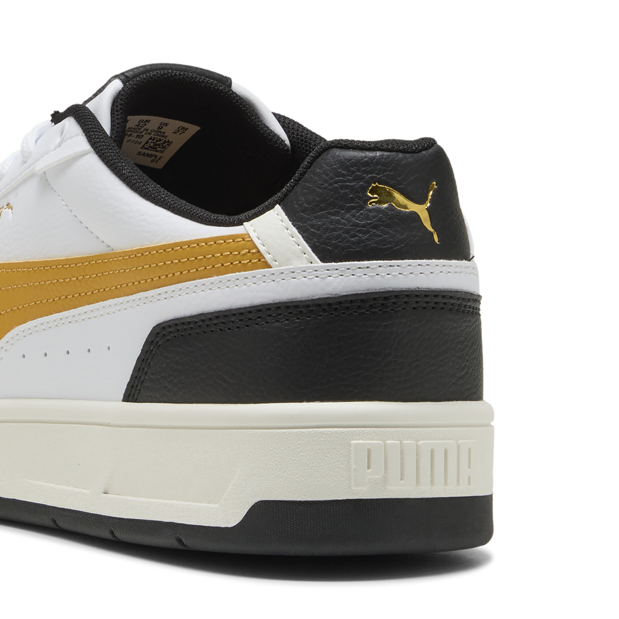 PUMA Court Classico sneakers unisex, Zwart/Wit/Goud, Maat 35,5 thumbnail 5