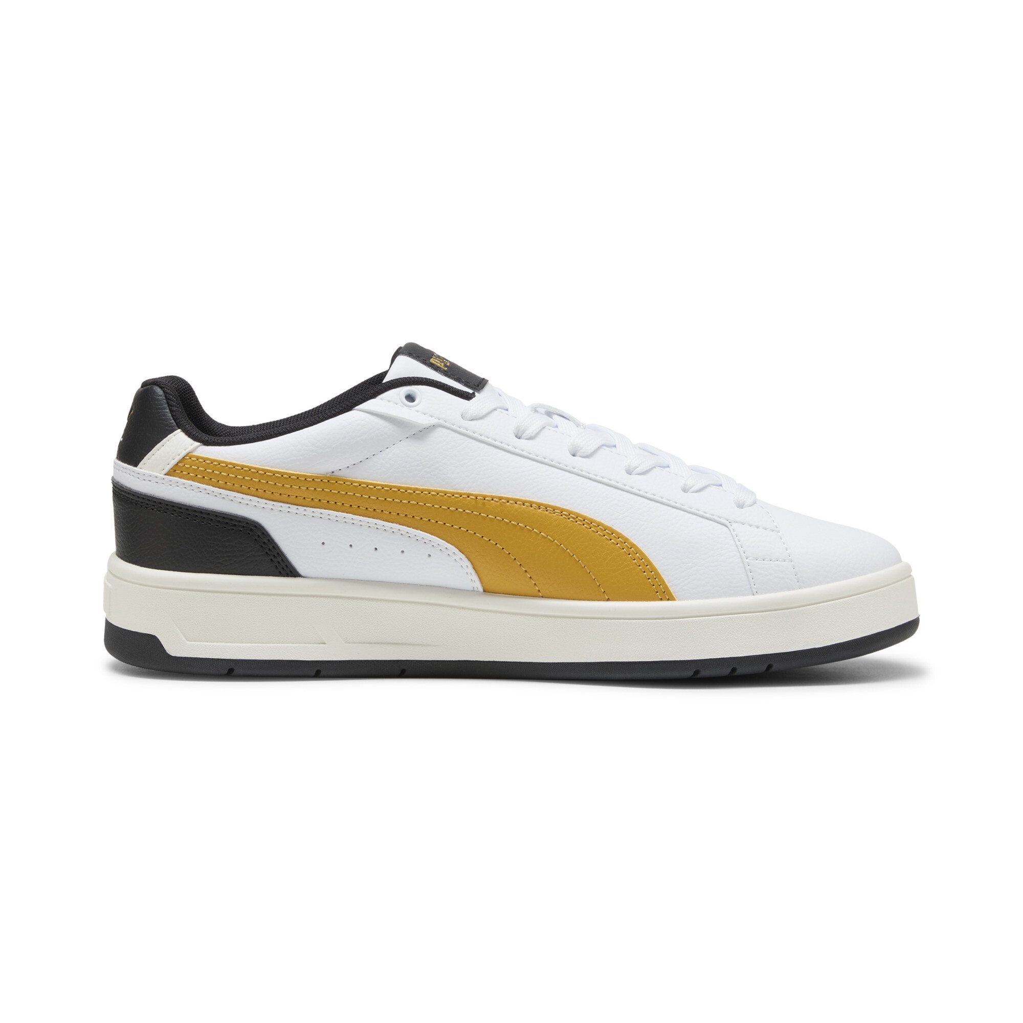 PUMA Court Classico sneakers unisex, Zwart/Wit/Goud, Maat 35,5 thumbnail 3