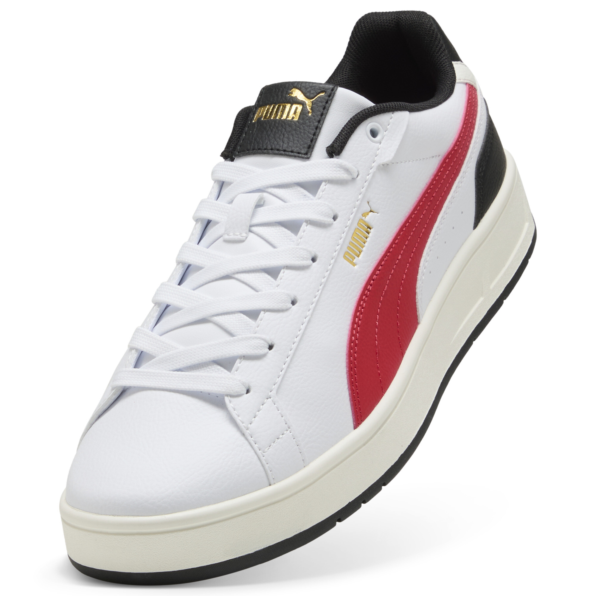 PUMA Court Classico sneakers unisex, Zwart/Rood/Wit, Maat 44,5 thumbnail 2