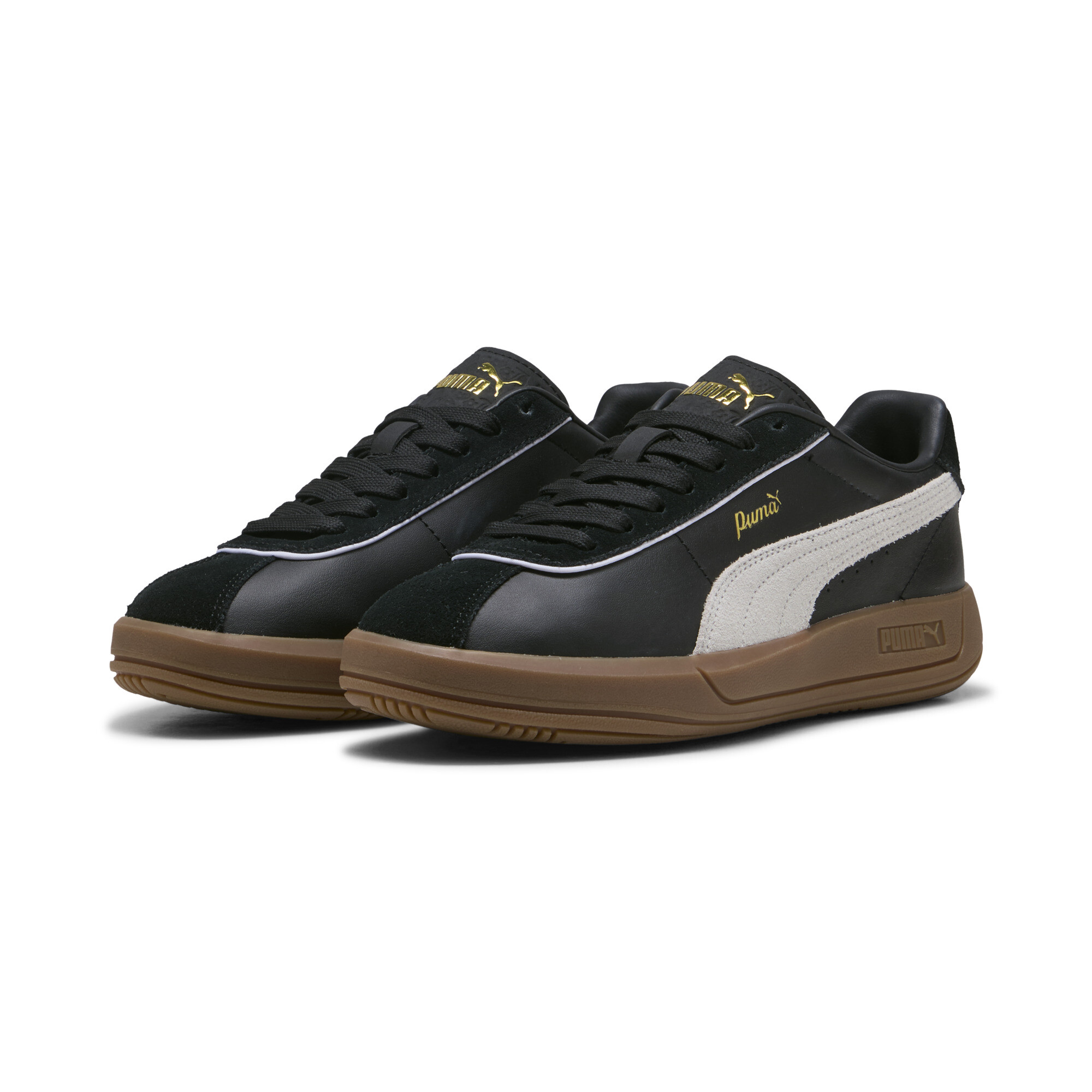 PUMA Club Klassika sneakers voor Dames, Zwart/Wit/Goud, Maat 36 thumbnail 6