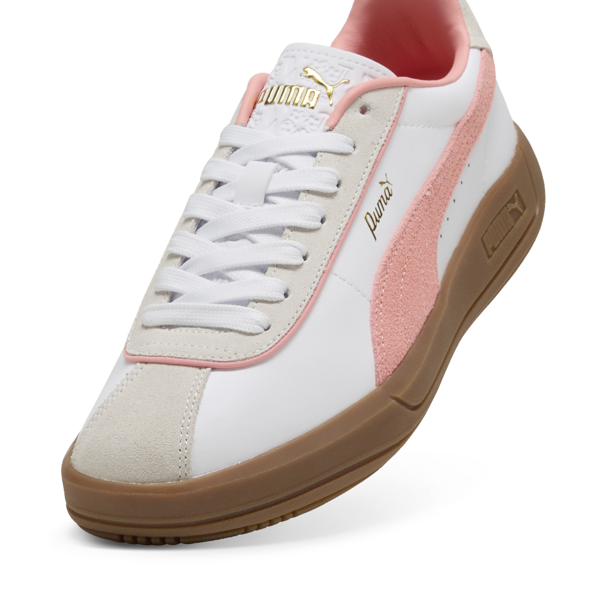 PUMA Club Klassika sneakers voor Dames, Wit/Roze/Grijs