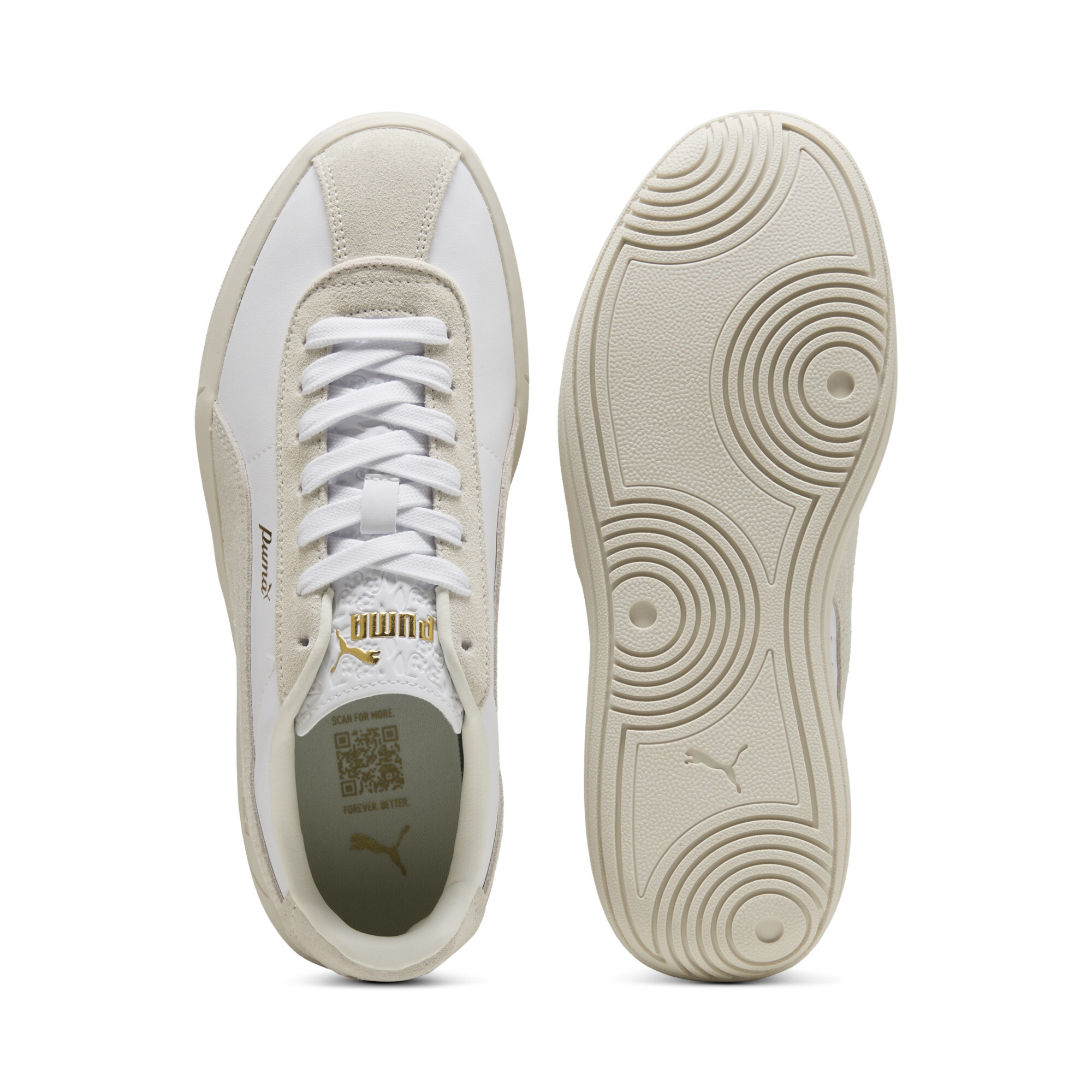 PUMA Club Klassika sneakers voor Dames, Wit/Goud, Maat 37 thumbnail 4