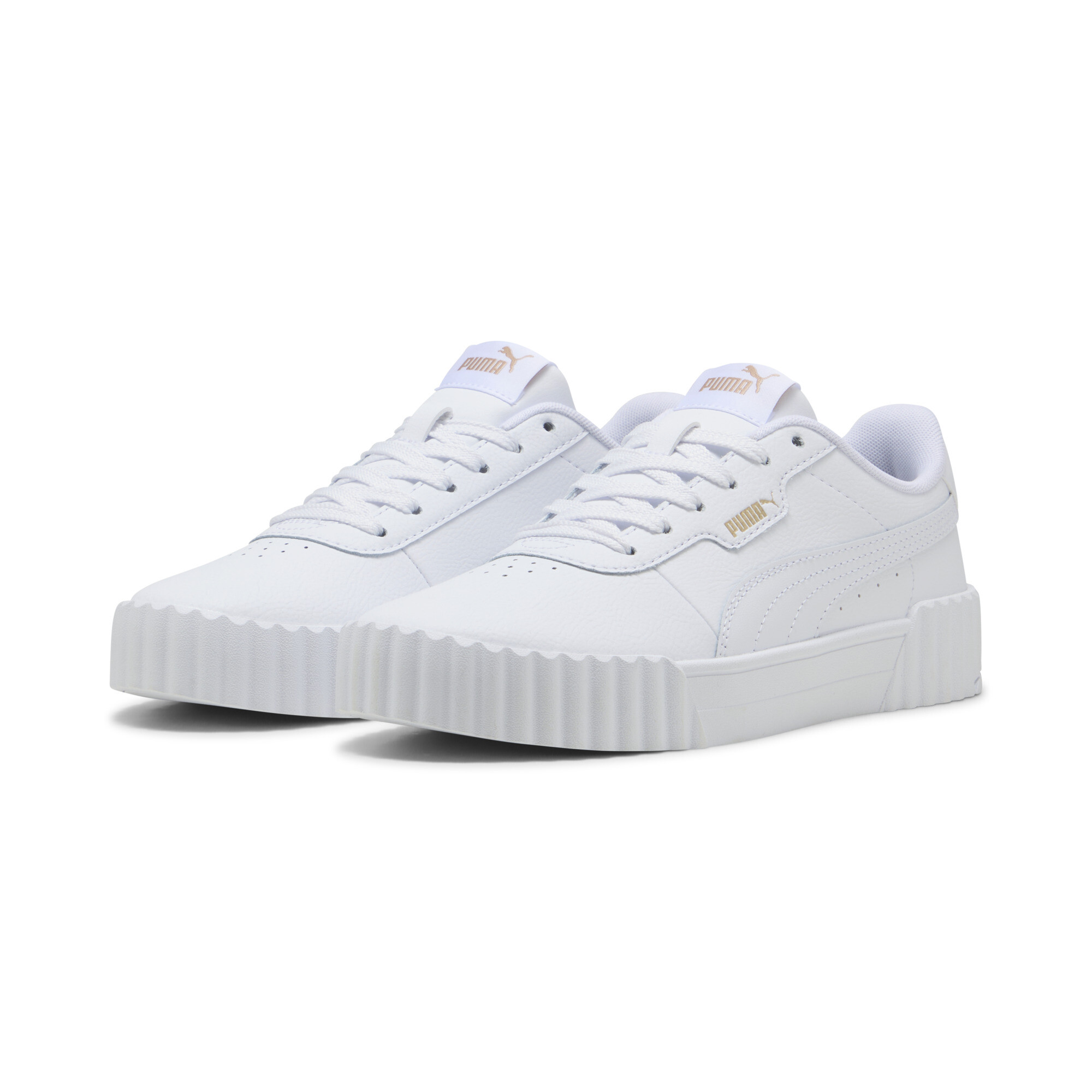 PUMA Carina 3.0 sneakers voor Dames, Wit/Goud, Maat 36 thumbnail 6