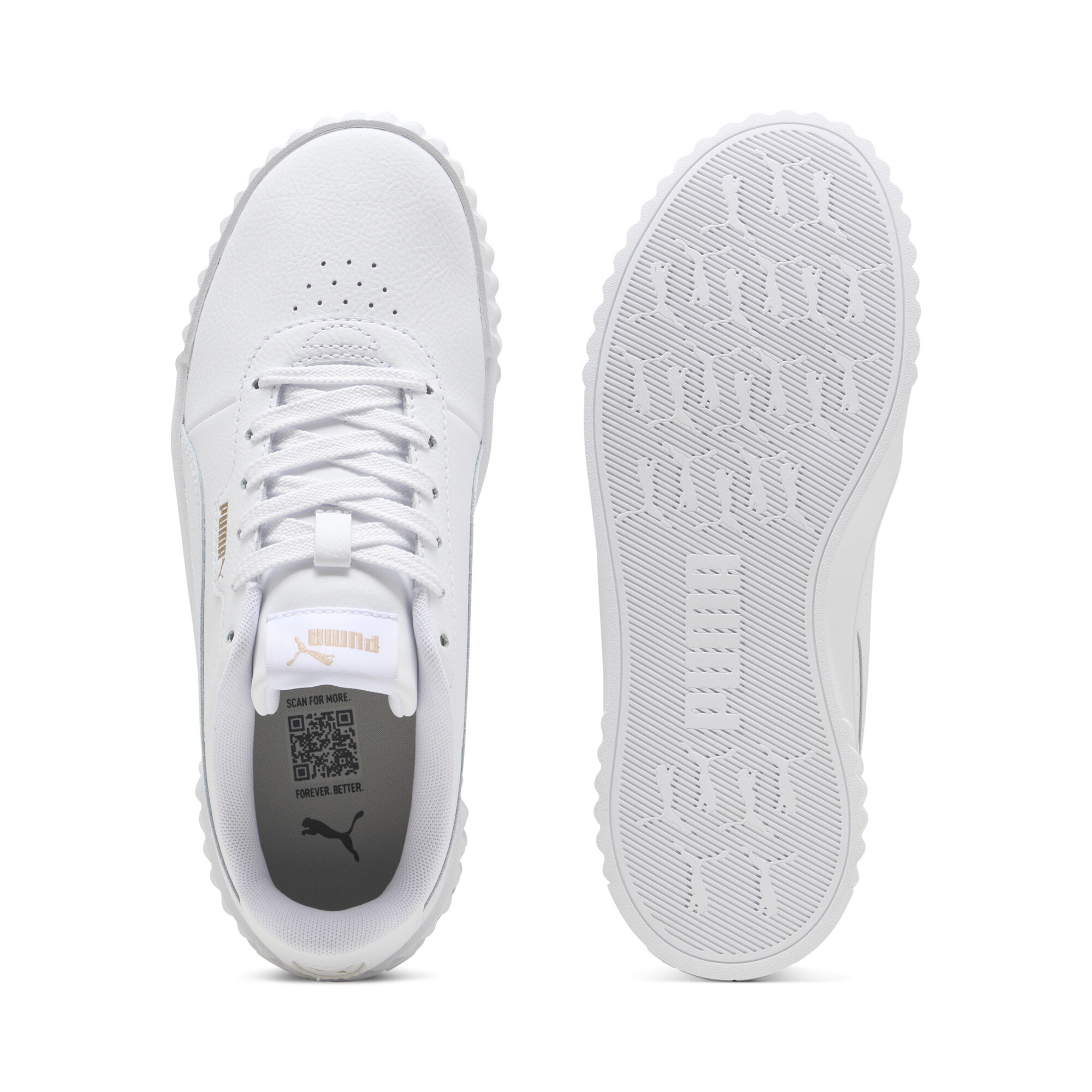 PUMA Carina 3.0 sneakers voor Dames, Wit/Goud, Maat 36 thumbnail 4