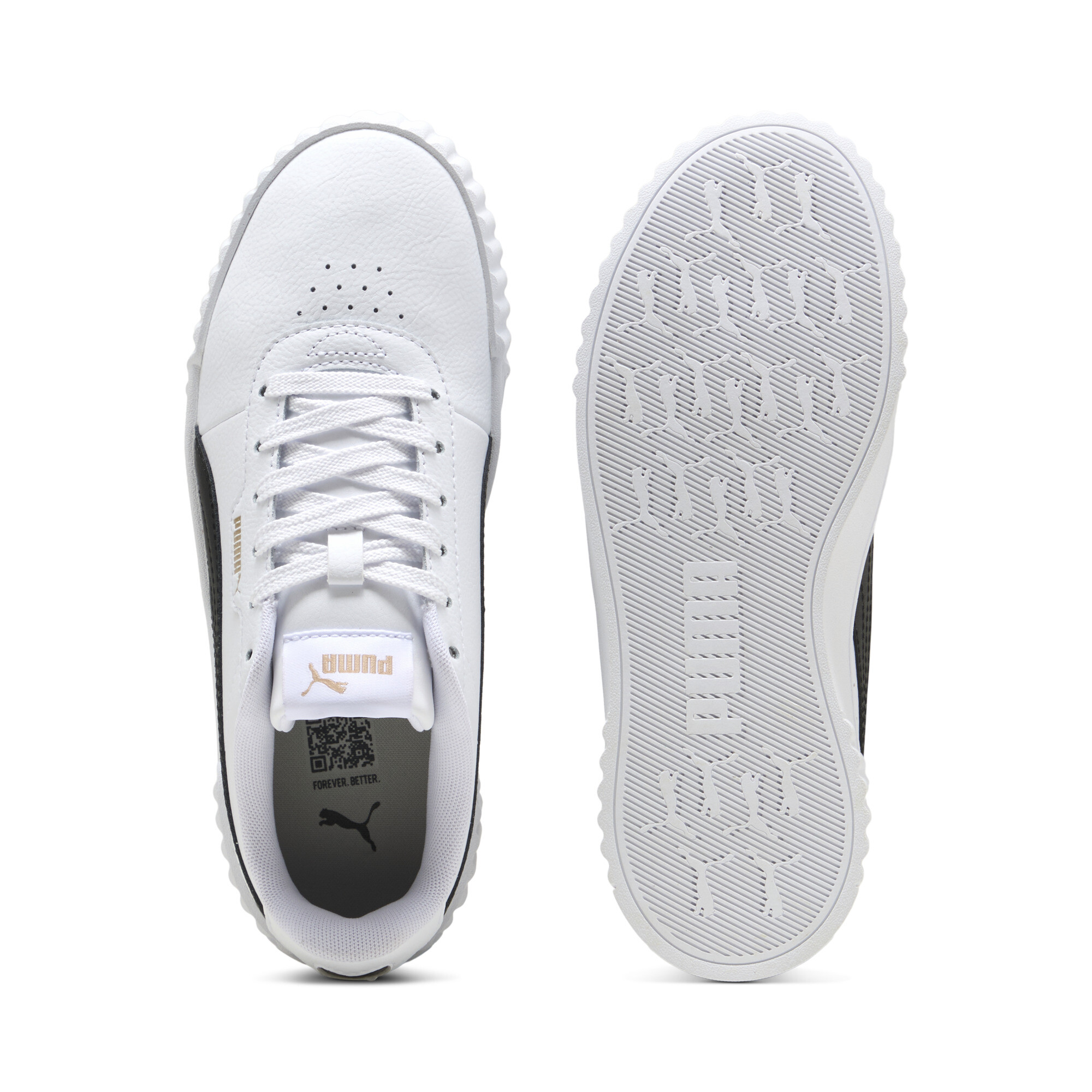 PUMA Carina 3.0 sneakers voor Dames, Zwart/Wit/Goud, Maat 42 thumbnail 4
