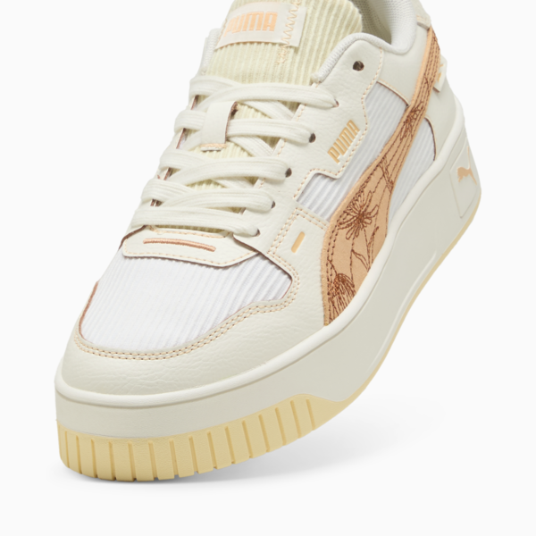Carina Street Lux Crafted Flowers Sneakers Women, Warm White-Almost Apricot, large-MEX