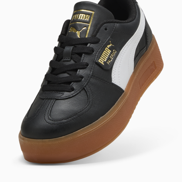 Palermo Elevata Leather Sneakers Women, PUMA Black-Gum, large-MEX