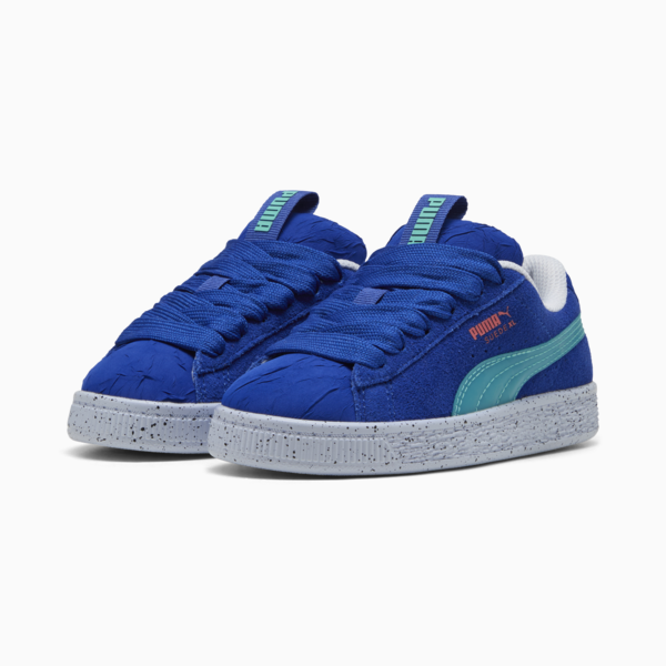 Suede XL Parachute Landing Sneakers Kids, Vivid Blue-Aquatic, large-MEX