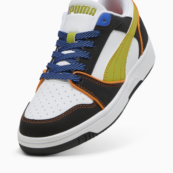 Puma Rebound V6 Lo Starblitz Sneakers Youth, PUMA White-Sea Kelp-Orange Glo, large-ZAF