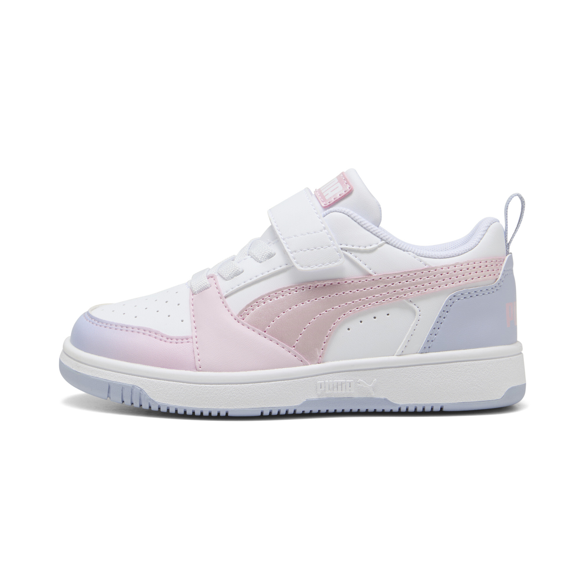 Puma Rebound V6 Lo Blurry Dreams Kinder | Mit Colorful | White/Rose Mauve/Cool Weather | Größe: 34.5