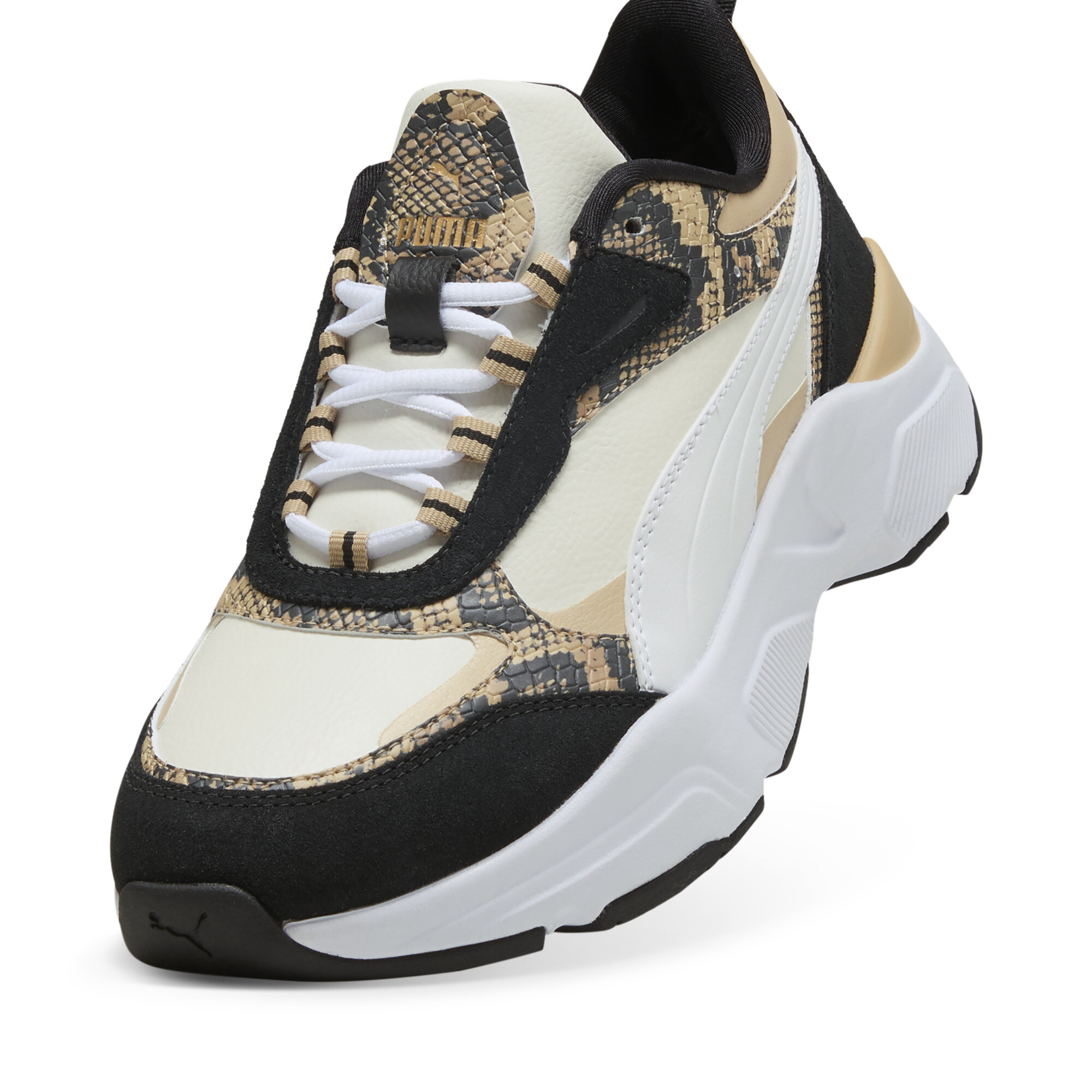 PUMA Cassis Snake Chic sneakers voor Dames, Zwart/Grijs/Wit