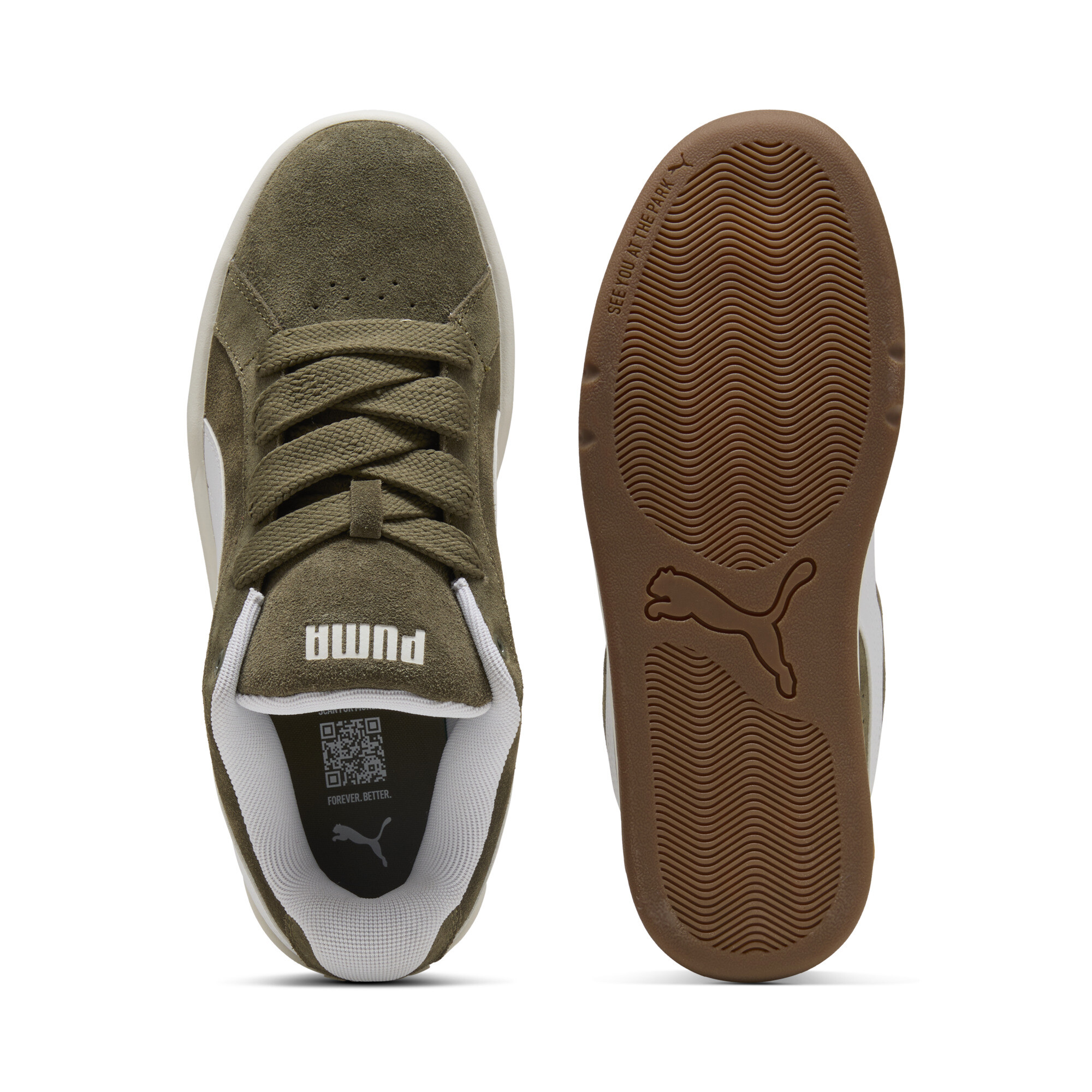 PUMA Park Lifestyle Easy Suede sneakers unisex, Groen/Wit, Maat 42 thumbnail 4