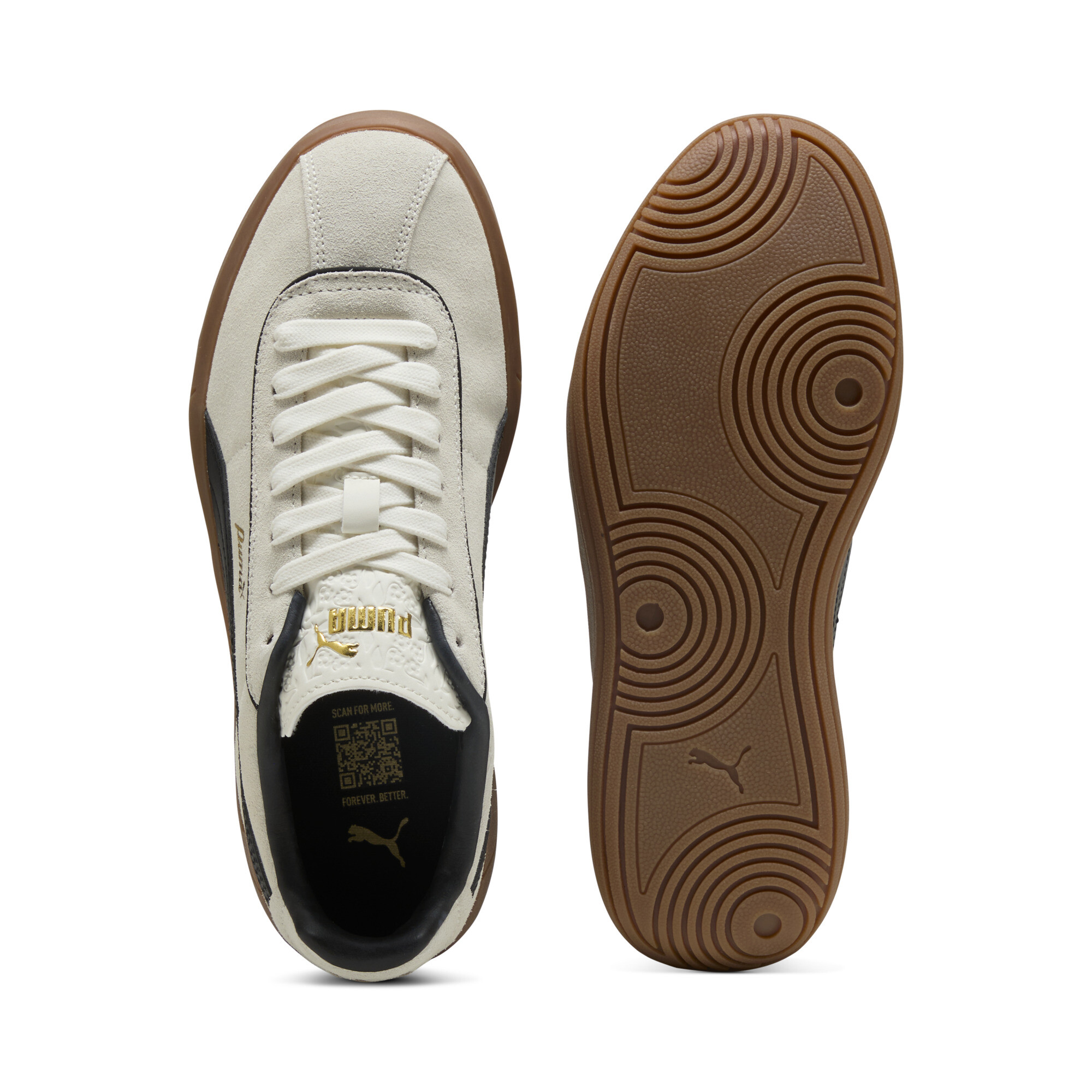 PUMA Club Klassika Suede sneakers voor Dames, Zwart/Wit/Goud, Maat 39 thumbnail 4