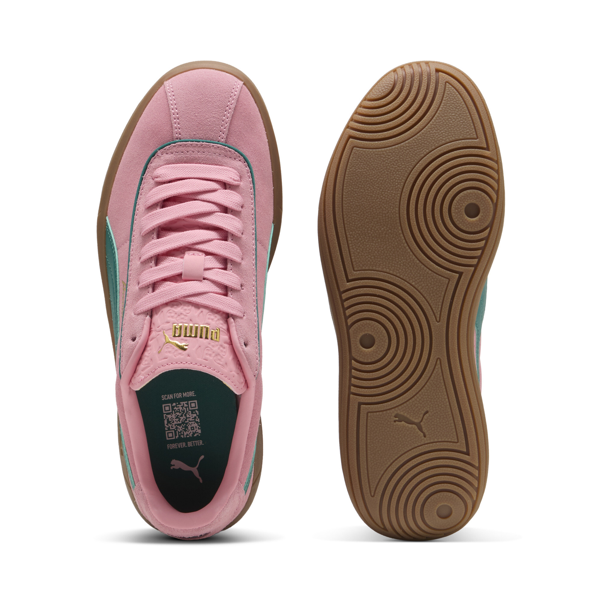 PUMA Club Klassika Suede sneakers voor Dames, Roze/Groen/Goud, Maat 35,5 thumbnail 4