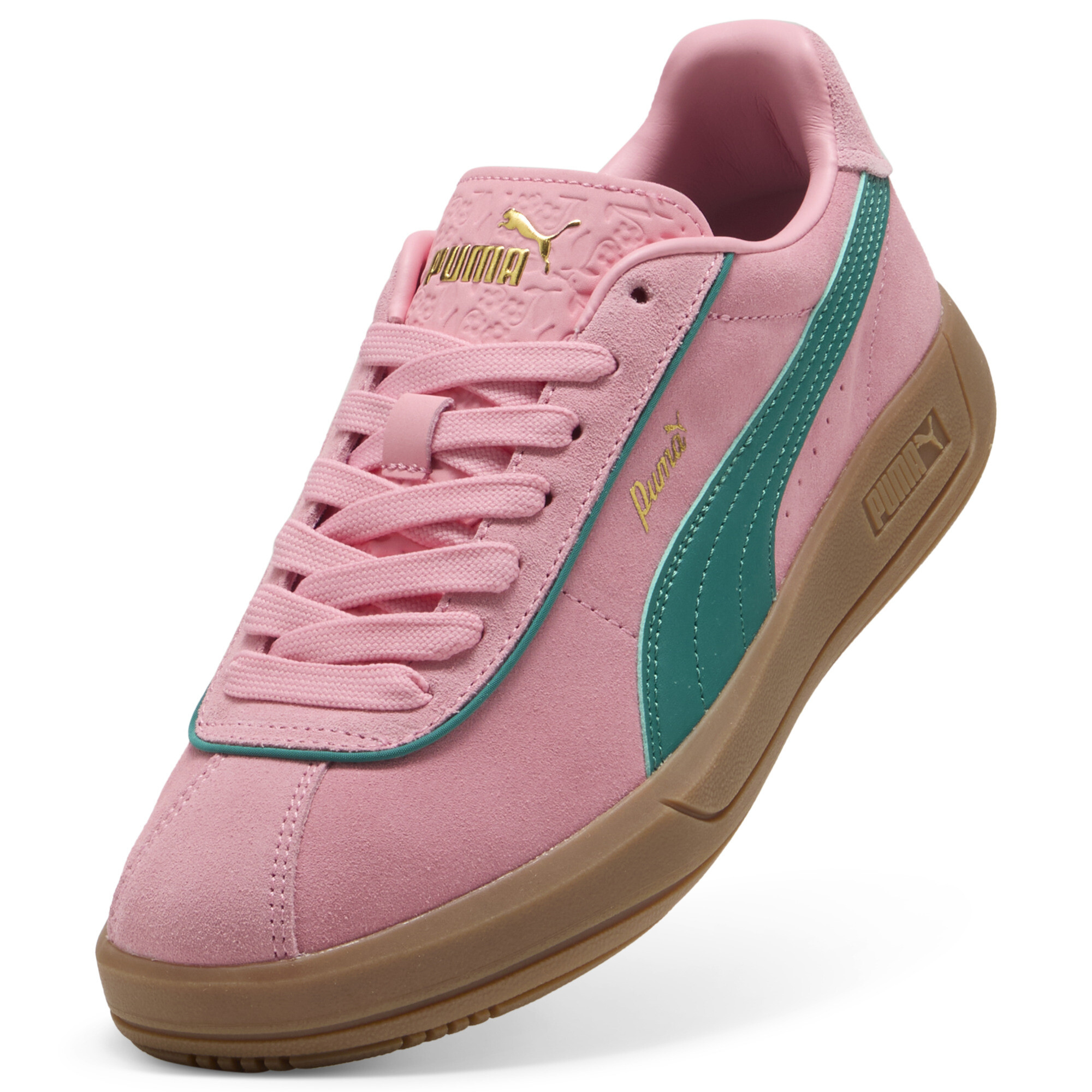 PUMA Club Klassika Suede sneakers voor Dames, Roze/Groen/Goud, Maat 35,5 thumbnail 2